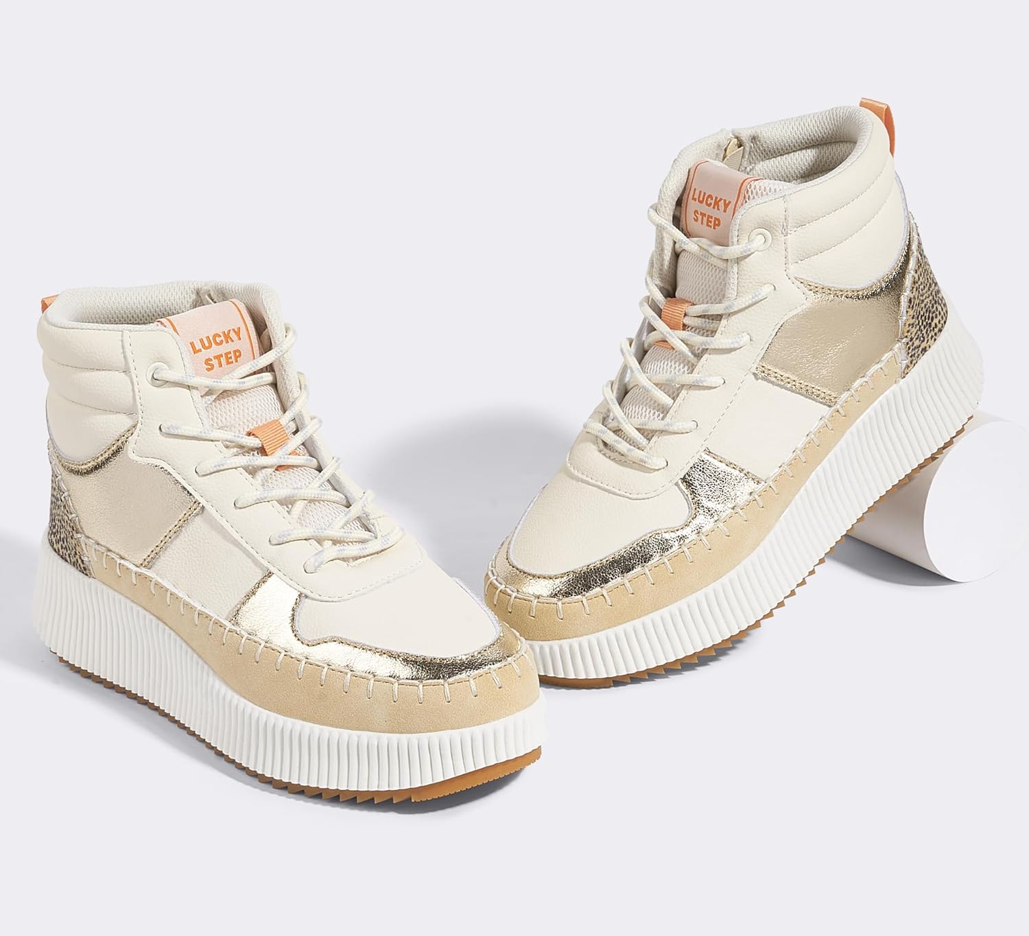 LUCKY STEP Women's Platform High Top Sneakers Fashion Zipper Woven Chunky Ankle Boots Casual Tennis Retro Braided Walking Shoes - Image 9