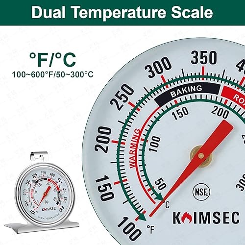 Miniatura 6 de Termómetro de horno para medidor de temperatura, seguro para el interior de gas, electricidad, ahumador de parrilla, esfera analógica, termómetros
