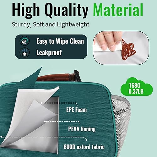 Miniatura 5 de Genteen Lonchera para niños, hombres, mujeres y adultos, lonchera pequeña aislada reutilizable, cierre de cremallera y asa de hebilla, enfriador