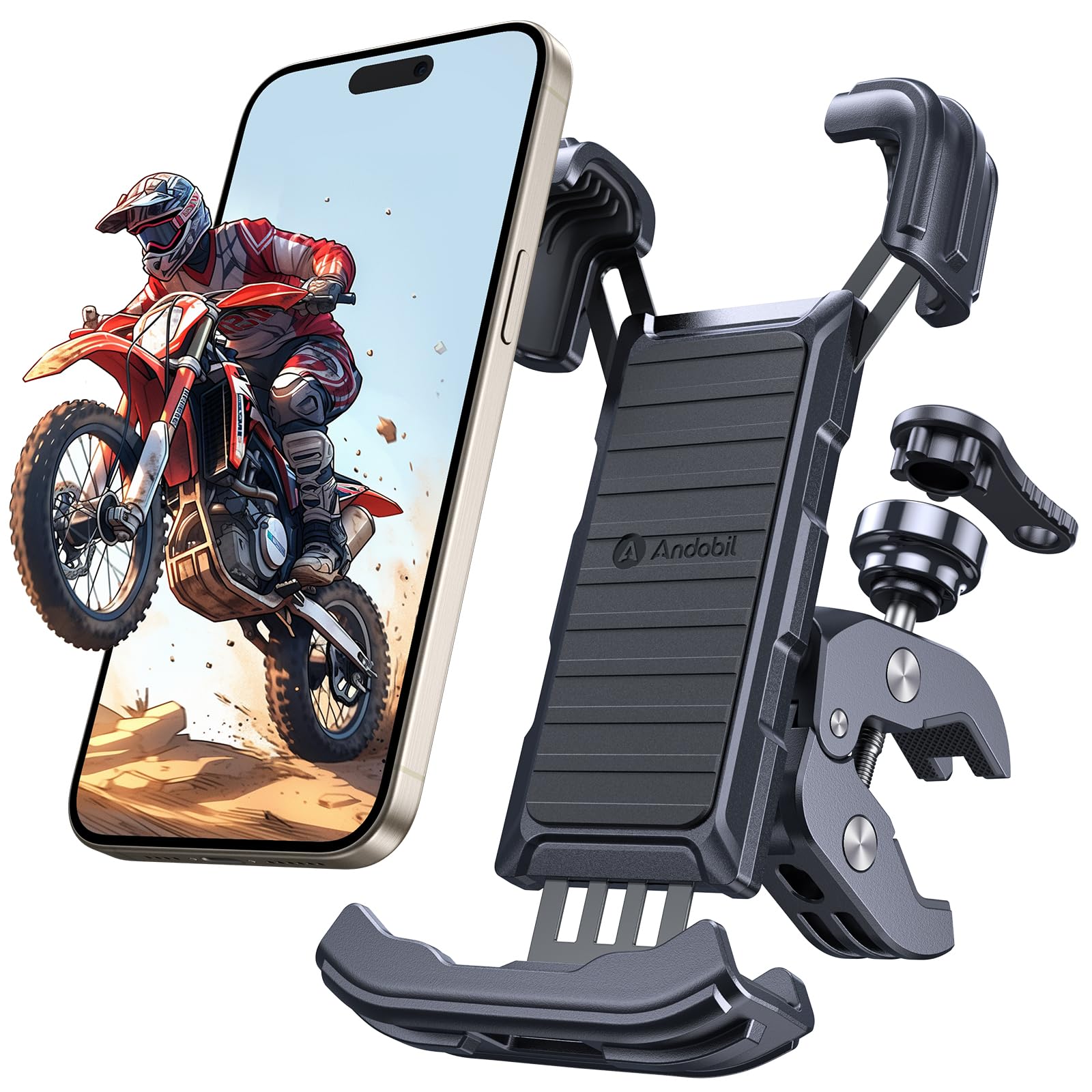 andobil Handyhalterung Fahrrad [ Patent Diebstahlschutz ] 2026 Top Verarbeitet [ 6s Schnelle Montage ] Handyhalterung Motorrad Universal 360° Drehbar Fahrrad Halter für iPhone 17/16/15/14/13 Pro Max