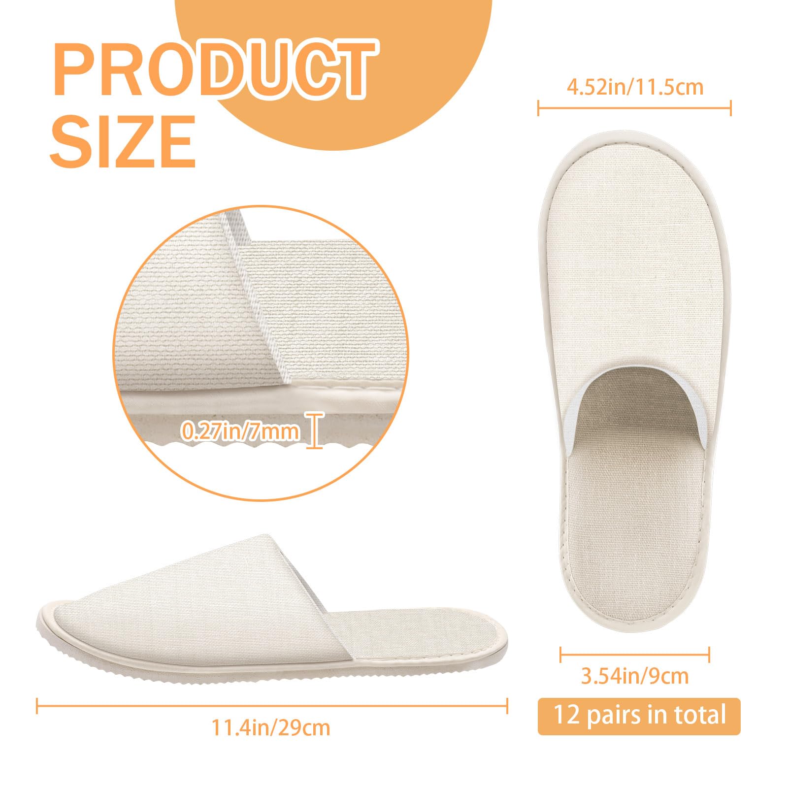 12 works Non Slip Disposable Slippers for Guest Reusable Spa Slippers - Image 2