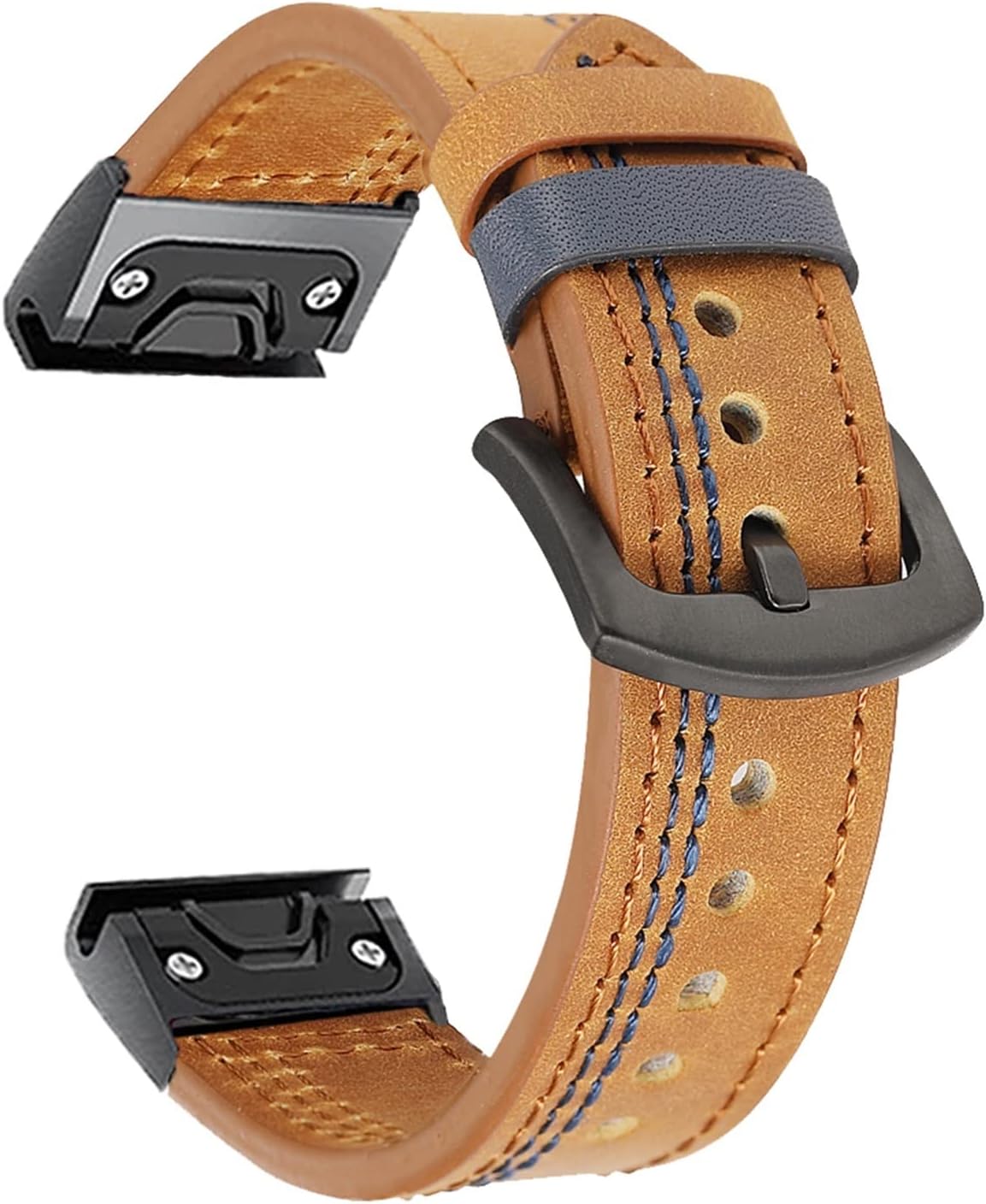 UMCNVV Sport Leather Watchband Strap for Garmin Fenix 6X 6 Pro 5X 5 Plus 3 HR 935 945 22 26mm EasyFit Quick Release Smart Wrist Band (Color : Black, Size : 26mm Fenix 3 HR 5X) : Electronics