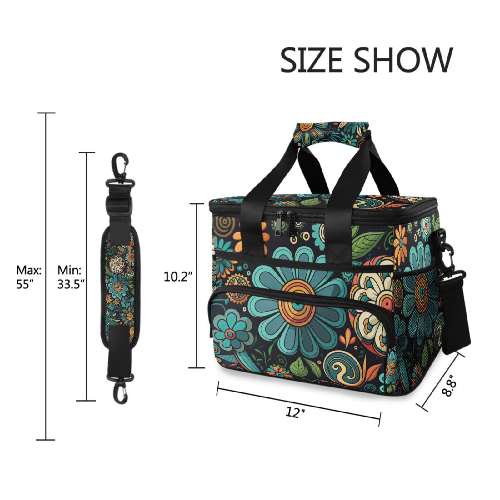 Amazon.com: ZENWAWA Hippie Style Floral Insulated Cooler Bag 24