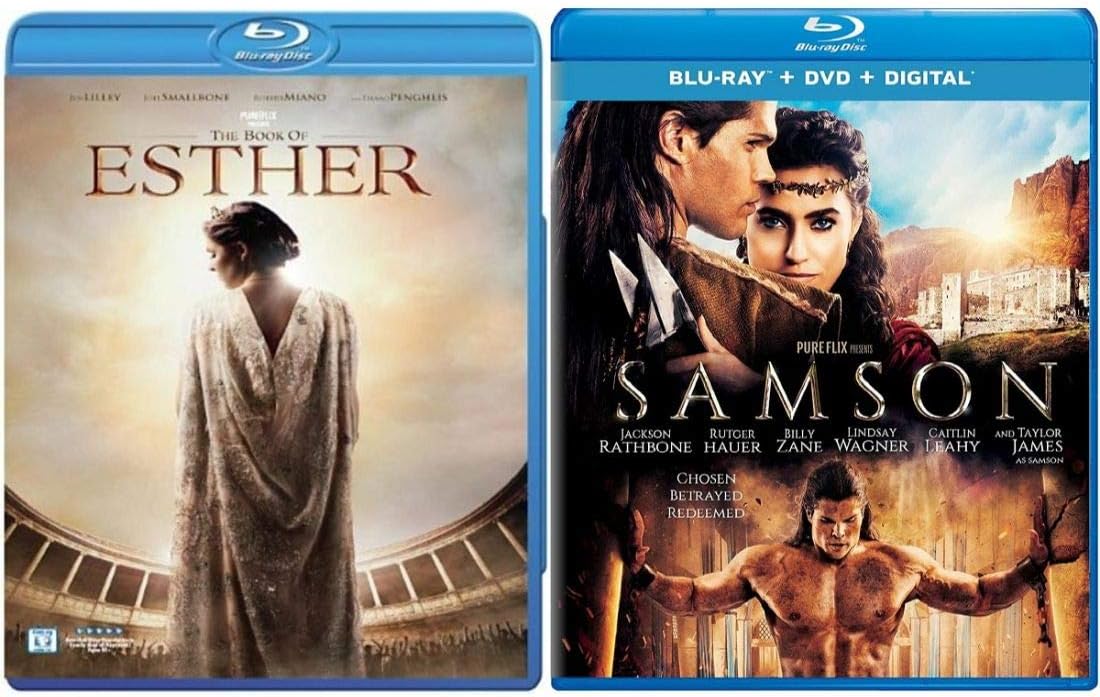 Book Of Esther / Samson (Pureflix Double Feature 3 Disc Blu Ray Set) Starring: Jen Lilley, Joel Smallbone, Robert Miano, Thaao Penghlis, Jackson Rathbone, Rutger Hauer (Director: David A.R. White)