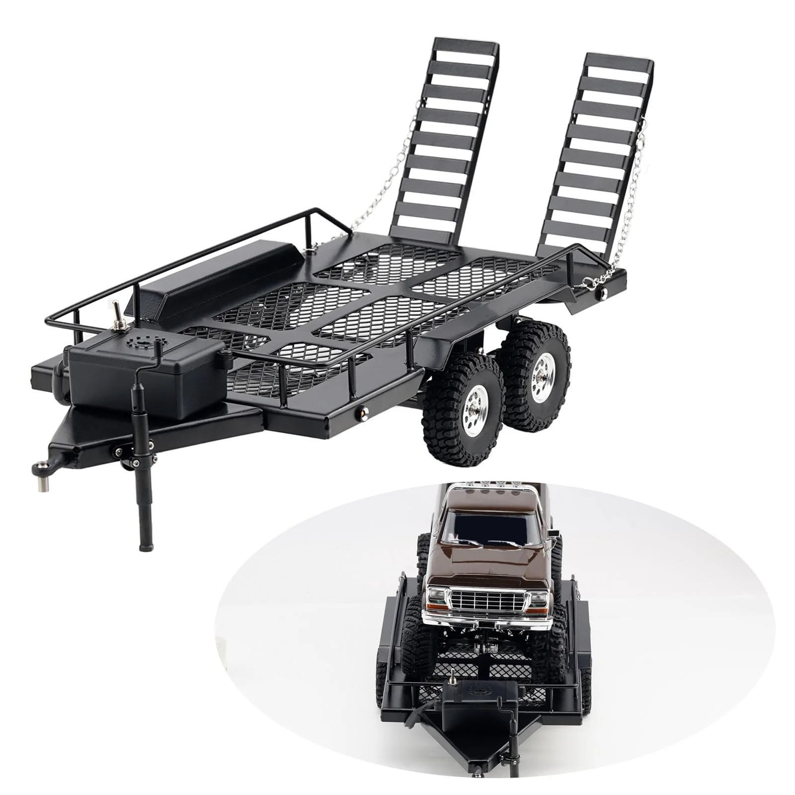 Remolque Metal con Luz para TRX4M FMS18 para Redcat Ascent18 1/18