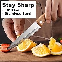 Vista 2 de Cuchillo de pelar frutas y verduras de corte de carne cuchillo de cocina de acero inoxidable hoja ultra afilada mango ergonómico de madera