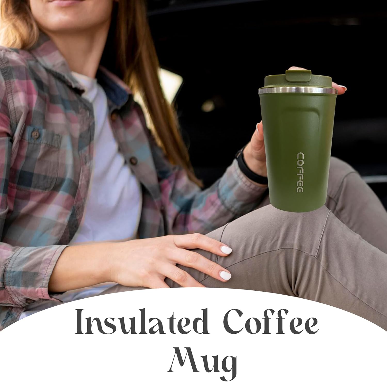 YINBAOGE Insulated Travel Coffee Mug, Spill & Leak Proof, Portable To Go Camping Stainless Steel Coffee Tumbler, Reusable Thermal Coffee Cup with Lid for Hot & Cold Drinks (2nd-Green, 12 OZ) - Image 6