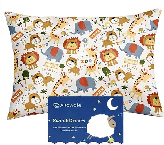 Aisawate Taie d'Oreiller Bébé en Coton Bio avec Fermeture Portefeuille (40 x 60 cm)
