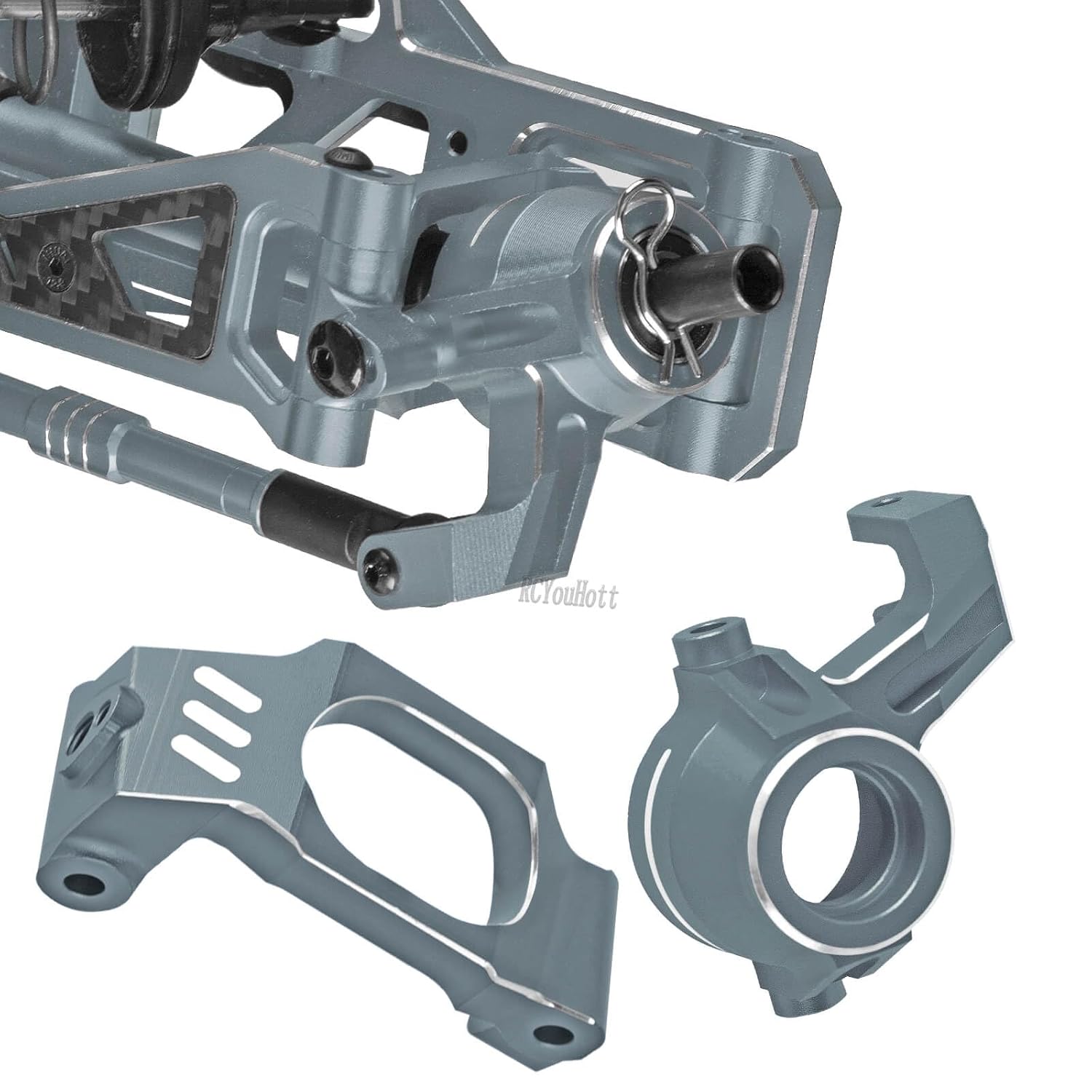 RC Suspension Arms&Caster Block&Steering Blocks&Rear Stub Axle Carriers Aluminum Upgrades Parts for 1/10 WideMaxx (#89086-4) RC Car,Titanium