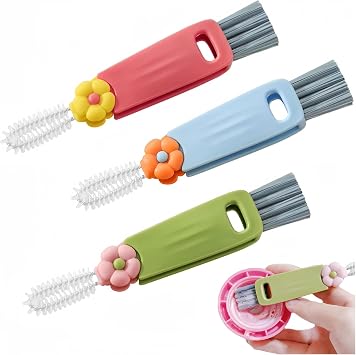 3 in 1 Cup Lid Cleaning Brush, Multifunctional Bottle Brush, Water Bottle Cleaner Brush, Home Kitchen Crevice Cleaning Brush 3 PCS