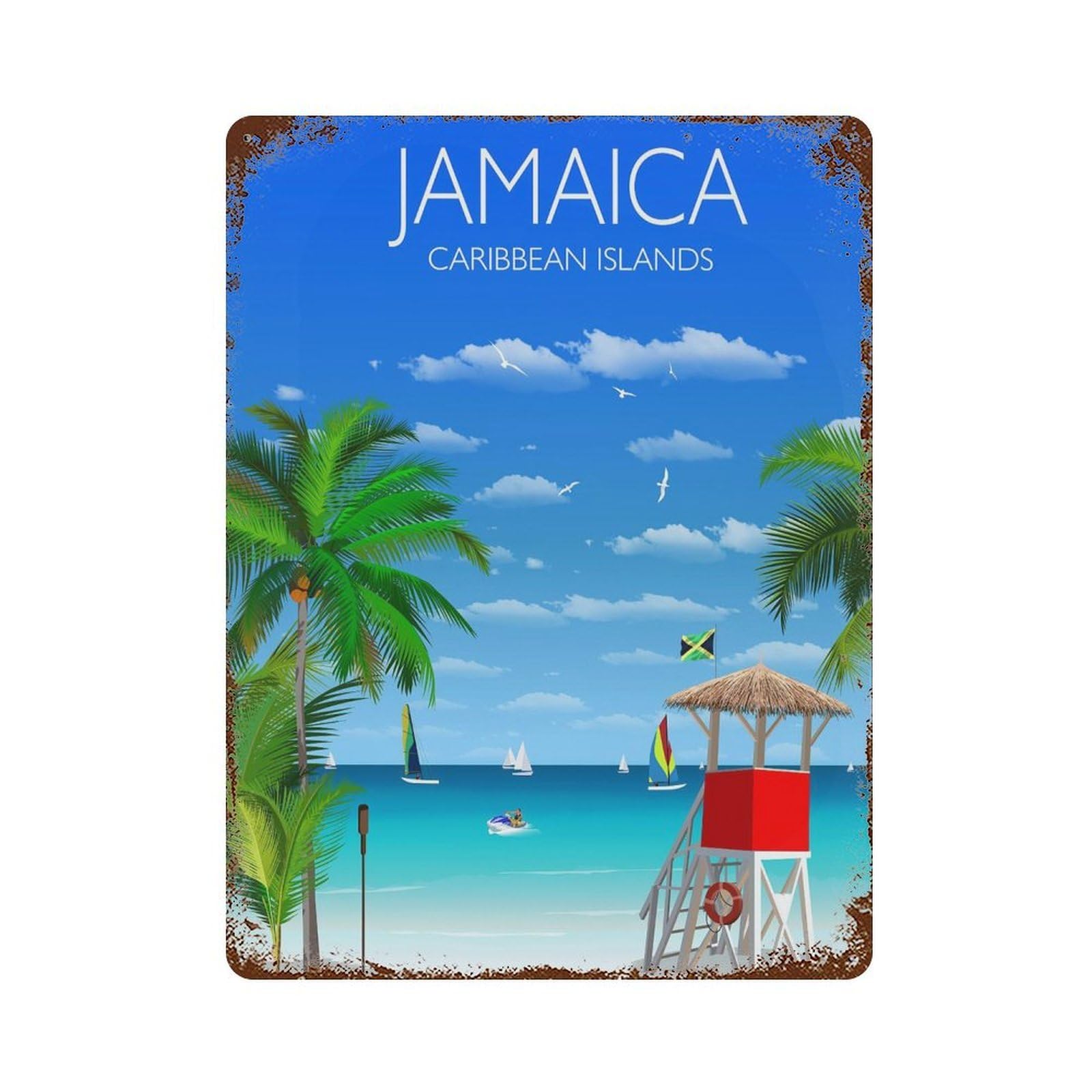 xiaoxiaoshen Travel of Jamaica Caribbean Wall Decor Art Metal Tin Poster Modern Home Decor Art Home Bar Shop Decorations Vintage Sign 40x30cm