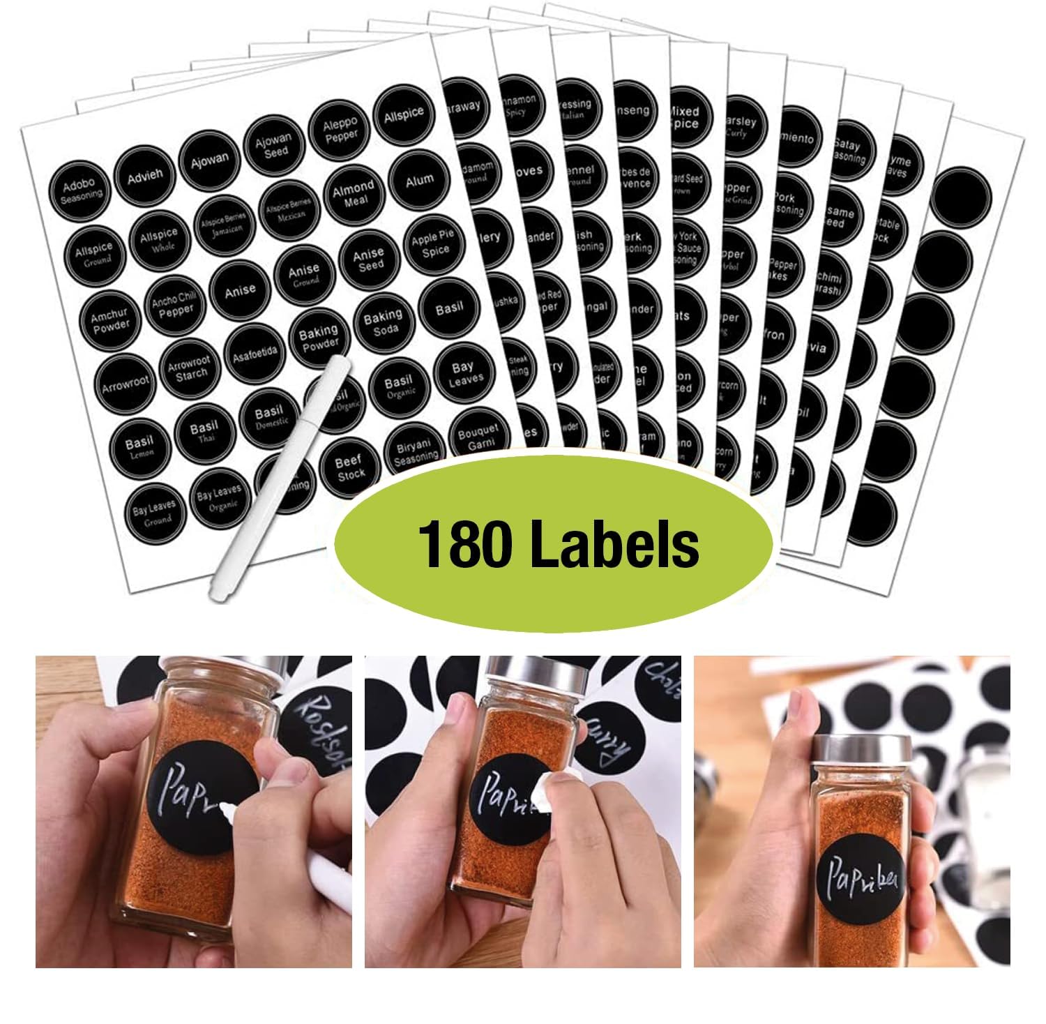edihome, Rangement Epices, 24 Pot a Epices, Organisateur avec structure métallique à 3 niveaux, avec étiquettes, avec couvercles et distributeurs individuels (Modèle 2)