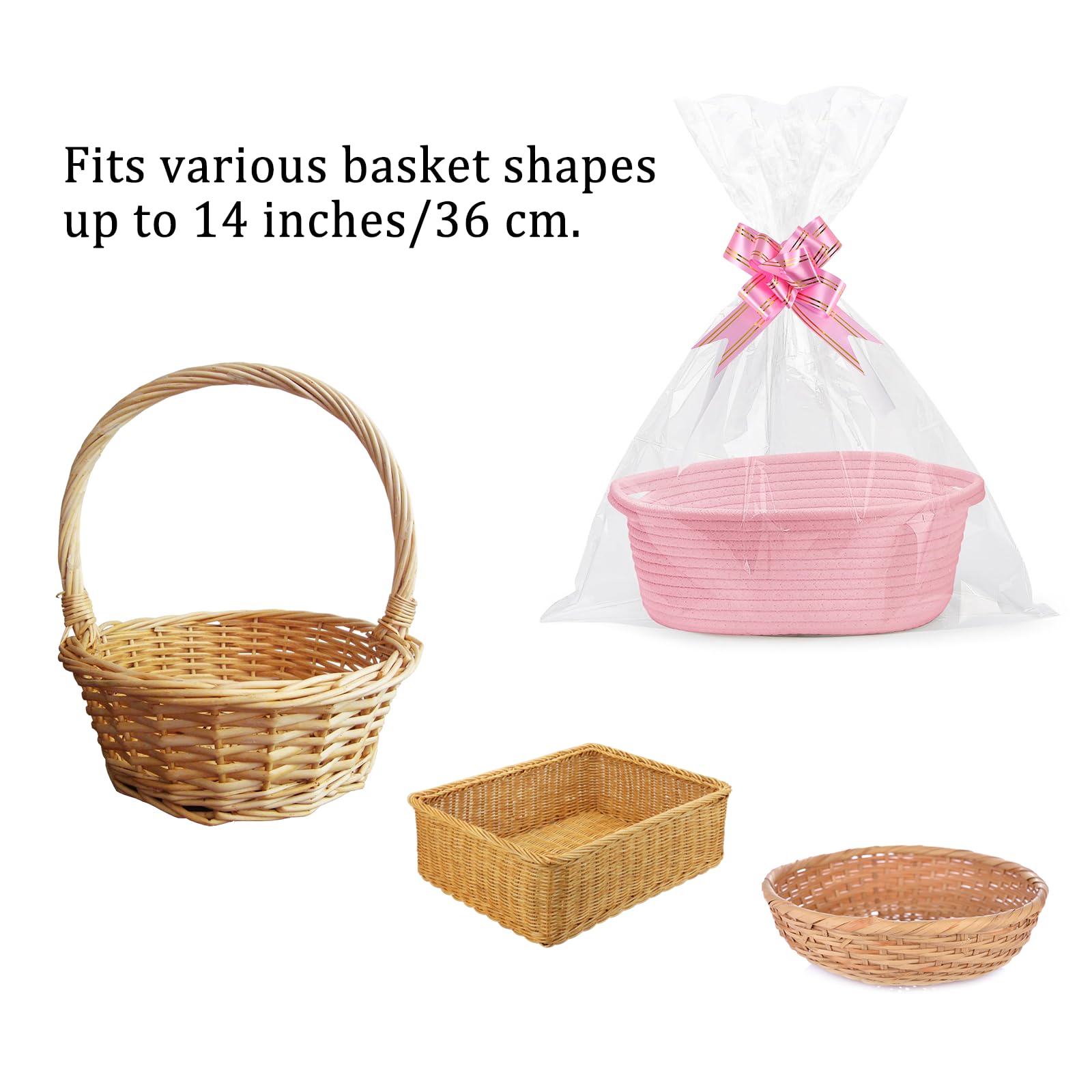 Sacchetti Regalo Cellophane Trasparenti | 100x70cm | Con Fiocchi | Per Fiori, Cesti - Foto 4