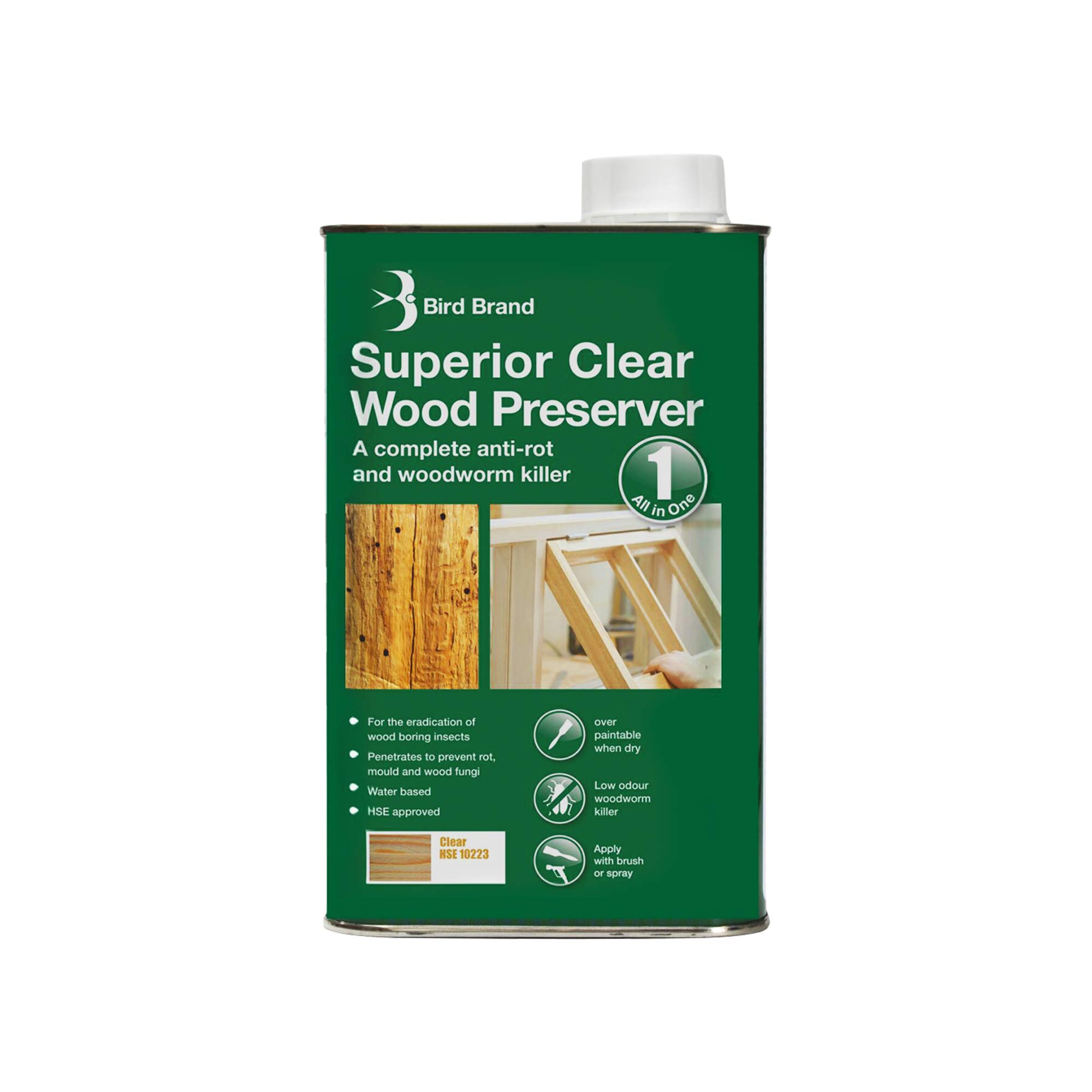 Clear Wood Preserver - Shed and Fence Protector - Woodworm Treatment, 1 Litre (Pack of 1)