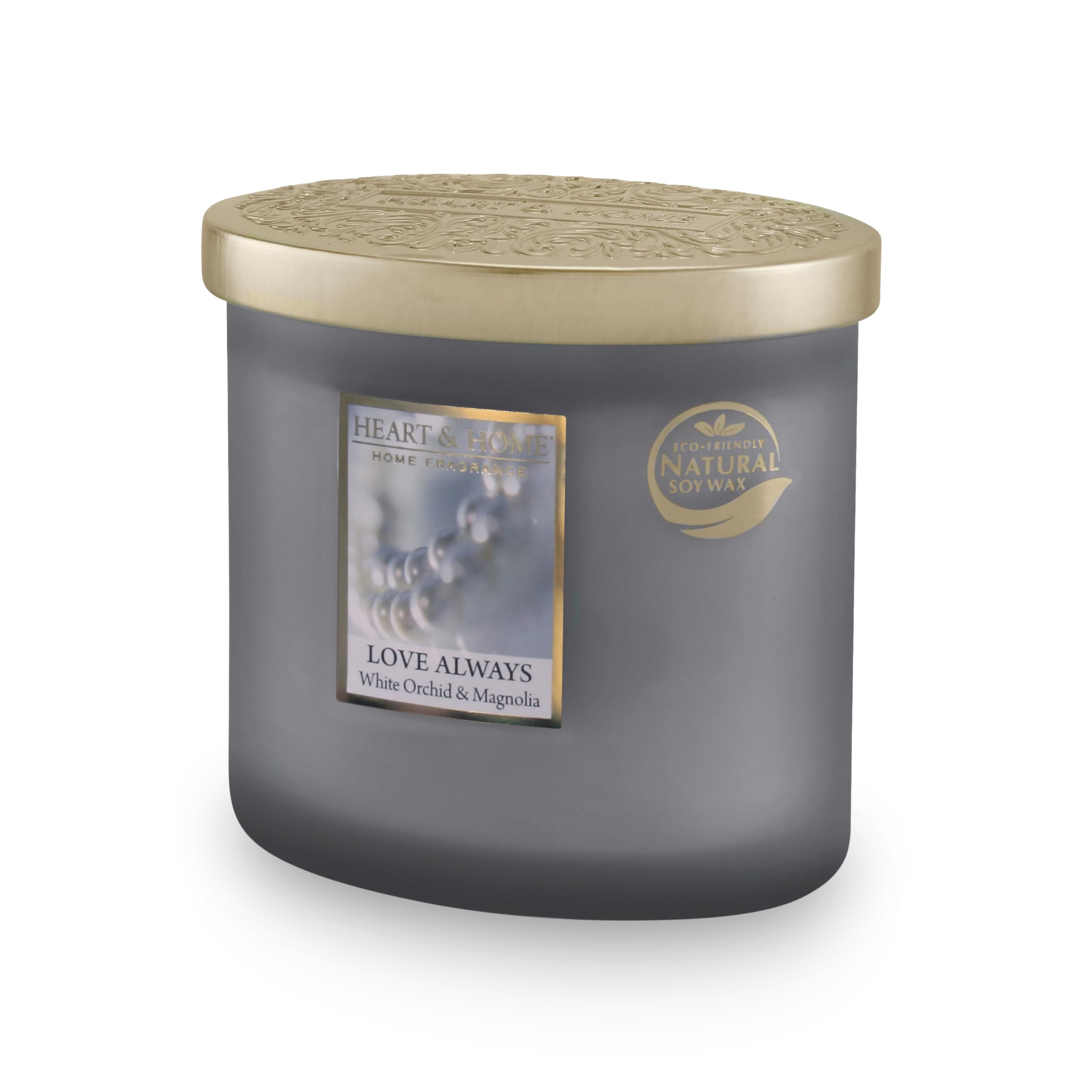 Bougie parfumée durée de combustion 40h Heart & Home avec pot en verre et 2 mèches