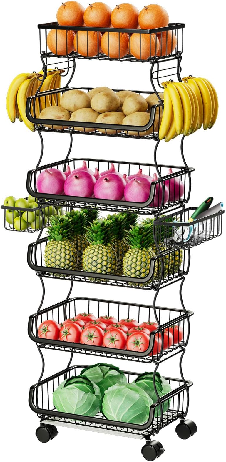 Amazon.com - HOYRR Rotating Storage Rack for Kitchen, 4 Tier Fruit and ...