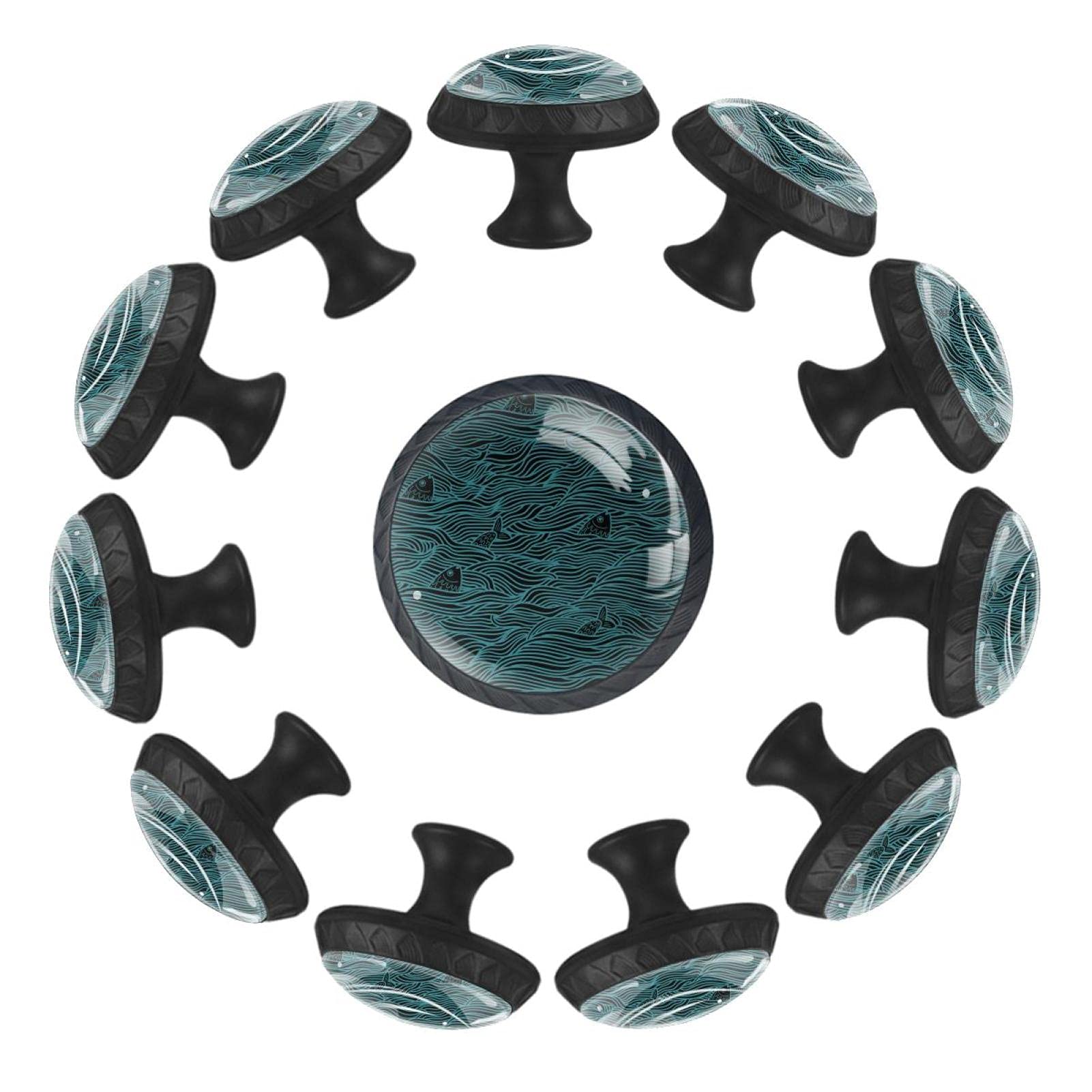 Boutons de tiroir poisson bleu 35 mm pour commode et meuble de crèche
