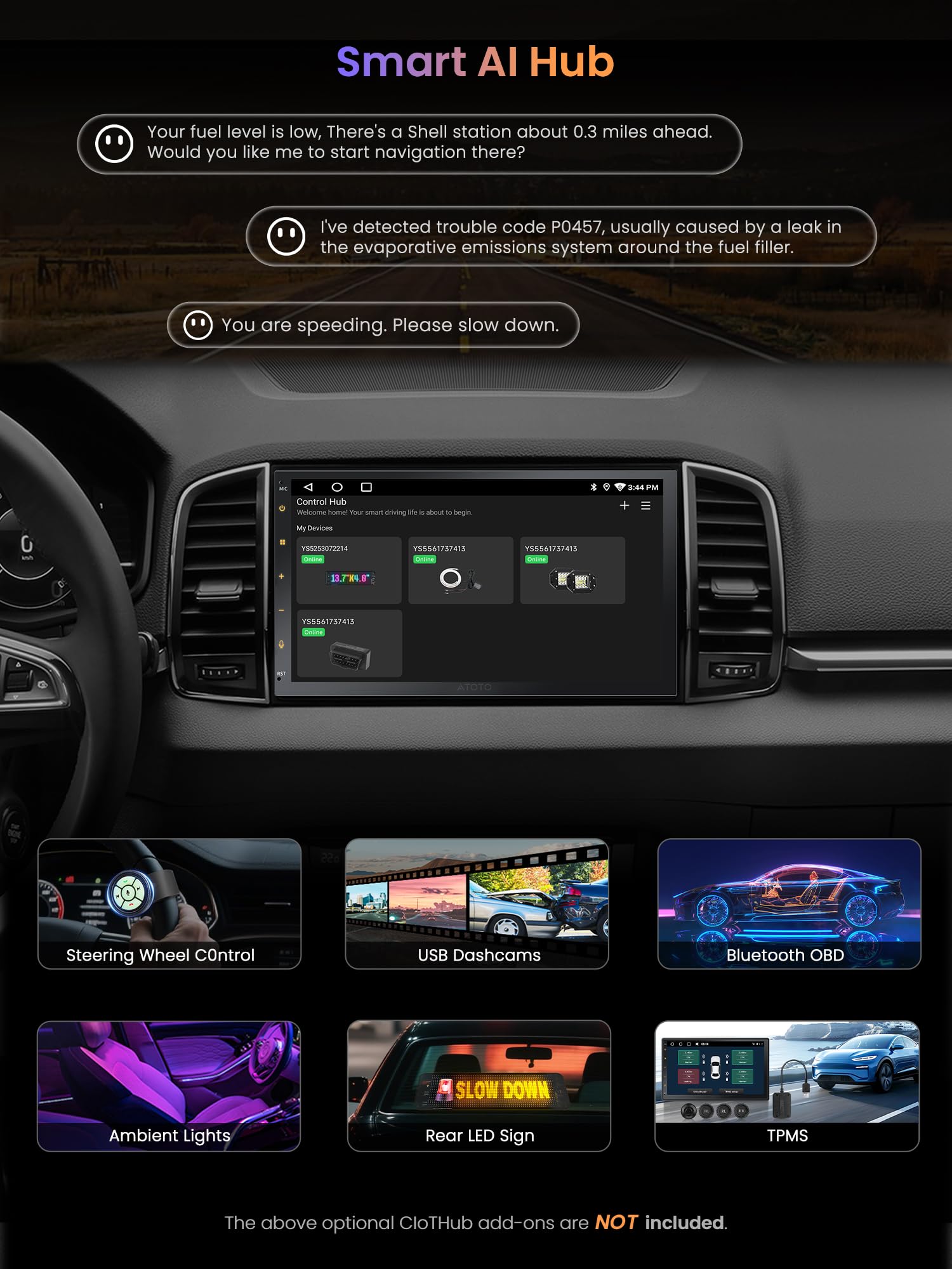 ATOTOZONE A5L Radio 2 DIN Android con CarPlay & Android Auto Inalámbrico, AI Radio para Coche Pantalla Táctil 7 Pulgadas con GPS Navi, Wi-Fi/BT/USB, DSP& EQ 24Bandas, 2G+32G