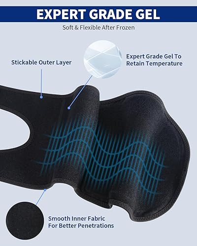 Miniatura 2 de Bolsa de hielo de gel con correas para rodilla, codo, muñeca, cuello, tobillo y espalda, bolsas de hielo reutilizables para lesiones, inflamación