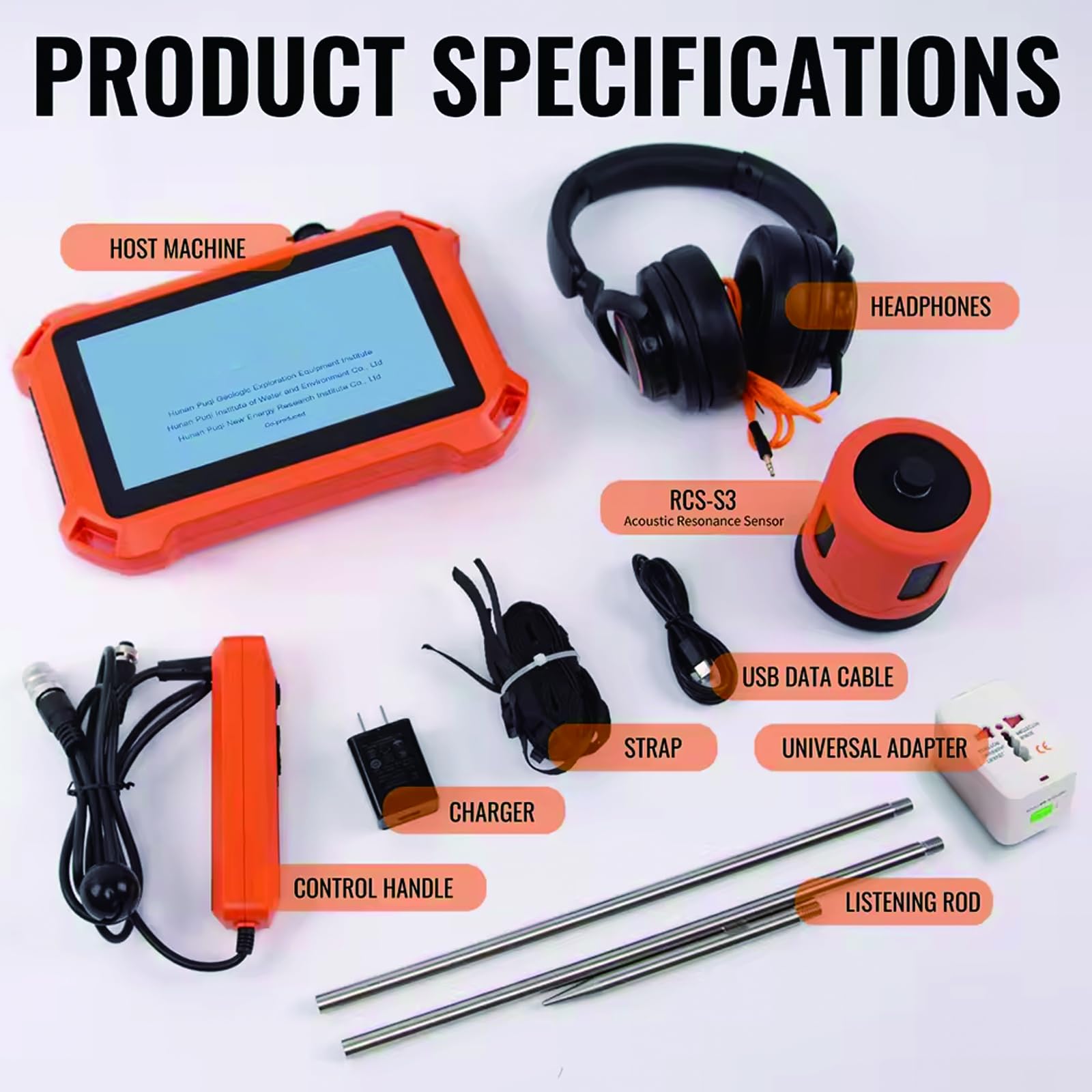 Detector de Fugas de Agua – Localizador Profesional de Tuberías Subterráneas, Profundidad 0,5–3 m, Pantalla Táctil HD 7", Reducción de Ruido para Tuberías Interiores y Exteriores 3M-Outdoor
