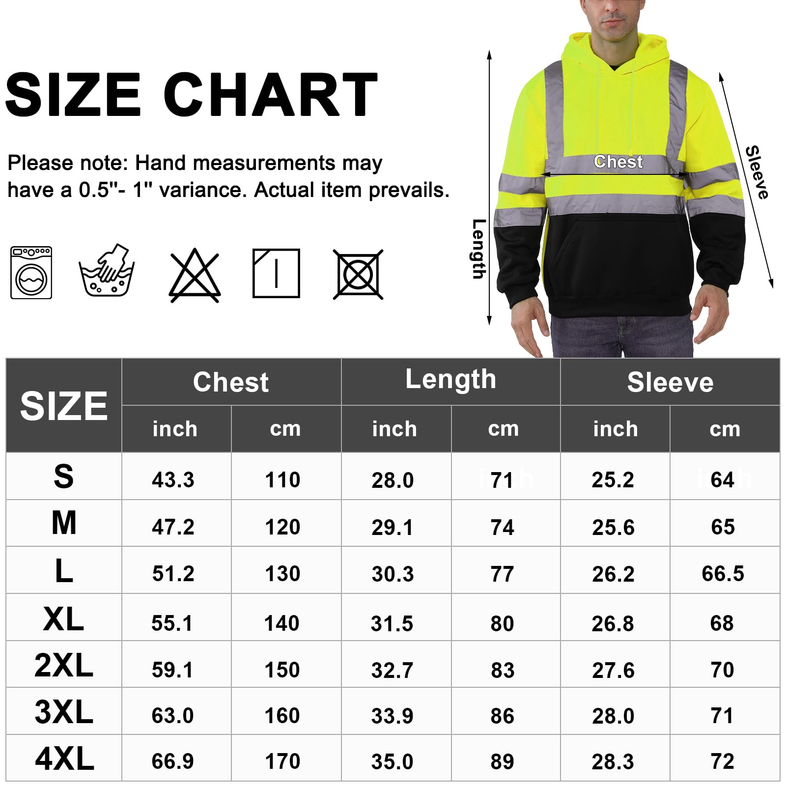 HYCOPROT Sudadera de Alta Visibilidad Forro Polar Reflectante de Seguridad Chaqueta de Trabajo con Capucha Bolsillos Cordón de Chaqueta de Seguridad Top con Cordón para Hombre y Mujere EN ISO 20471