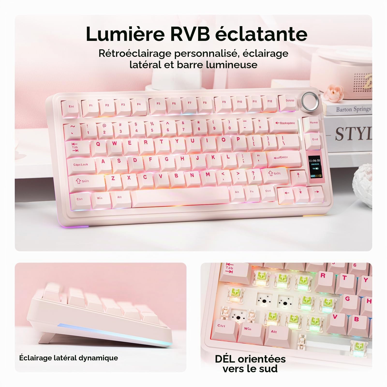 EPOMAKER X Aula EA75 Max Clavier Gaming sans Fil avec Écran & Molette
