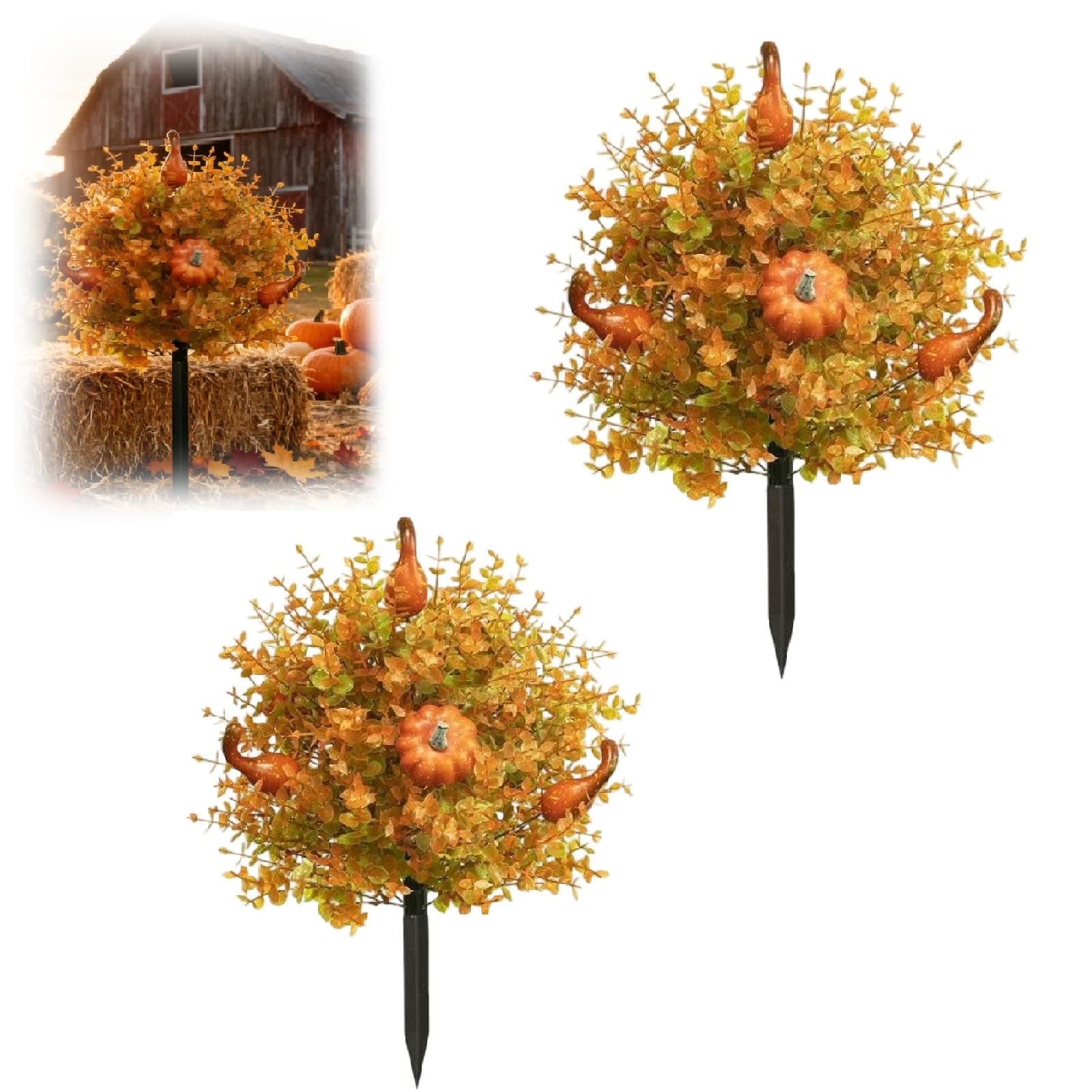 Décoration paysagère de jardin avec arrangement floral feuilles de citrouille x2