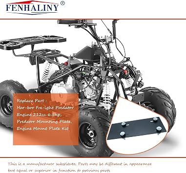 Mounting Plate Kit Compatible with Har-BOR Fre-Ight Predator Engine 212cc 6.5hp, Predator Mounting Plate, Engine Mount Plate Kit