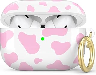 NIUTRENDZ Cute Cow Print Case for Airpods Pro Hard Shell TPU Protective Case Cover Compatible with Apple AirPods Pro Charging Case (Pink)