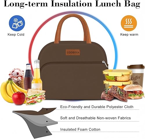 Miniatura 8 de Coobiiya Lonchera para mujeres, adultos, hombres, pequeña, a prueba de fugas, linda bolsa de almuerzo de gran capacidad, reutilizable, aislada,