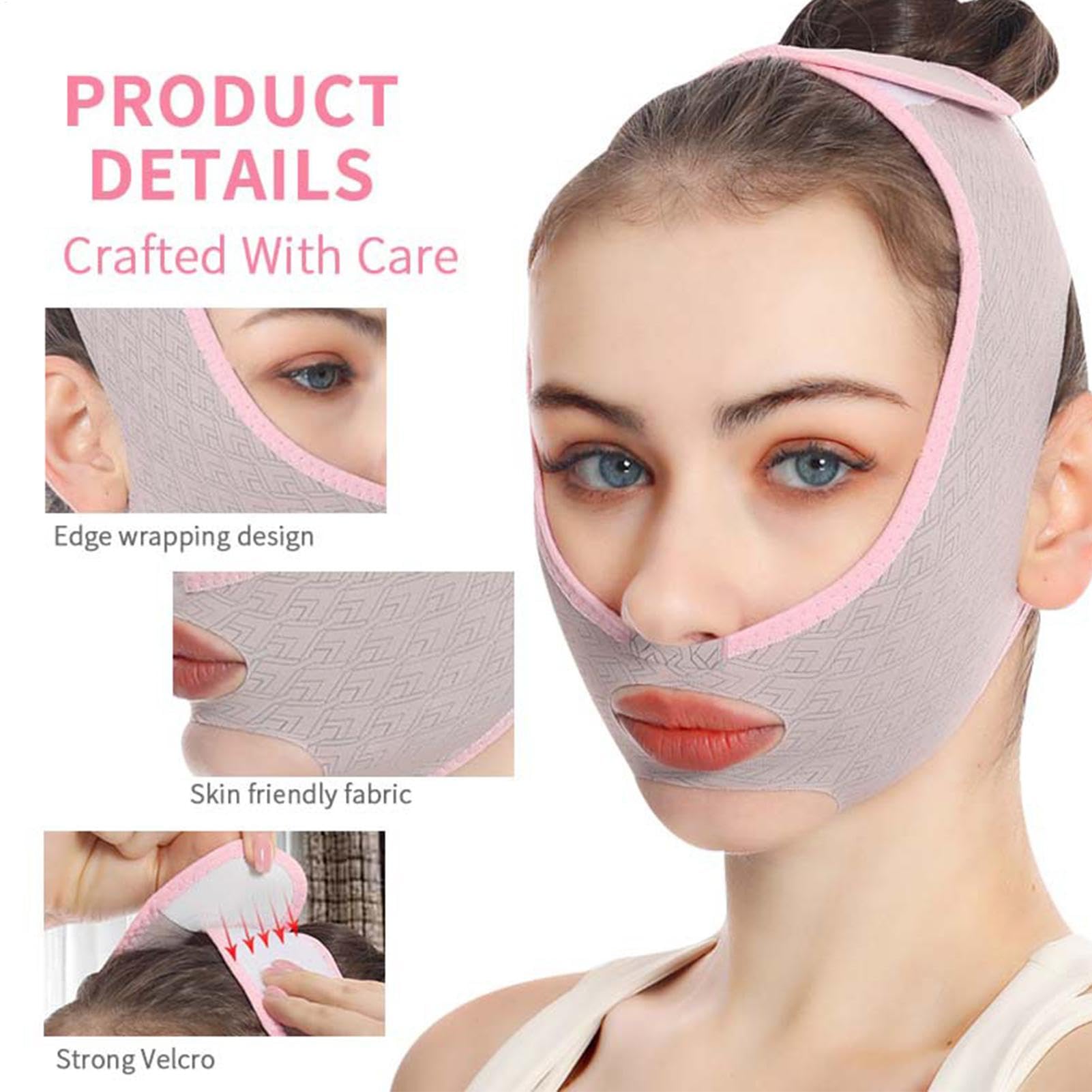 Adjustable V Face Lifting Strap, Breathable Double Chin Reducer, Reusable Face Shaping Band for Firming and Contouring, Comfortable Slimming Belt for Neck, Jawline, and Chin