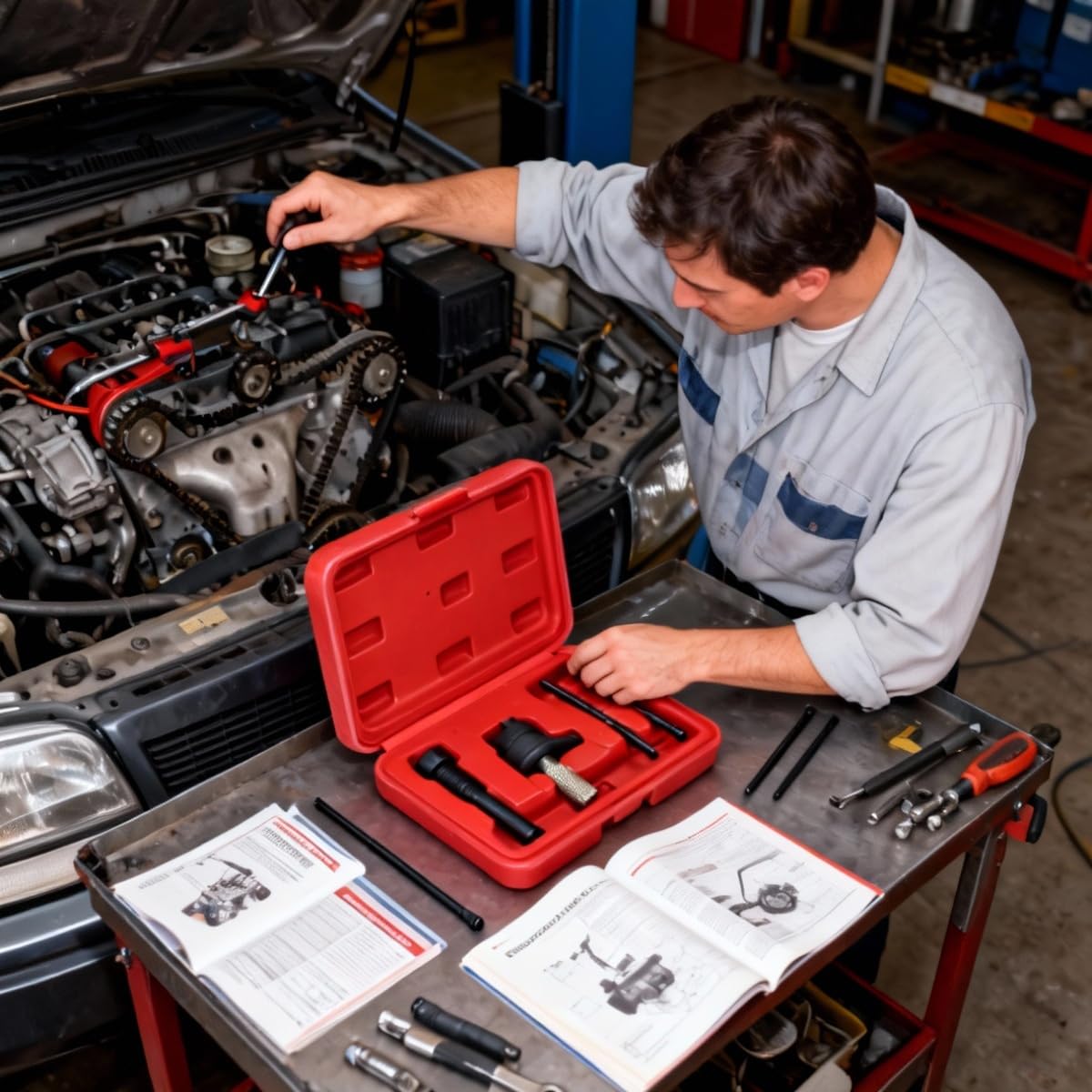 Alide Kit di strumenti per la messa in fase del motore per VAG 12 TFSI TSI Catena Set di bloccaggio per la messa in fase del motore a benzina per A1 A3 Ibiza Altea Fabia Rapid G-f CBZA
