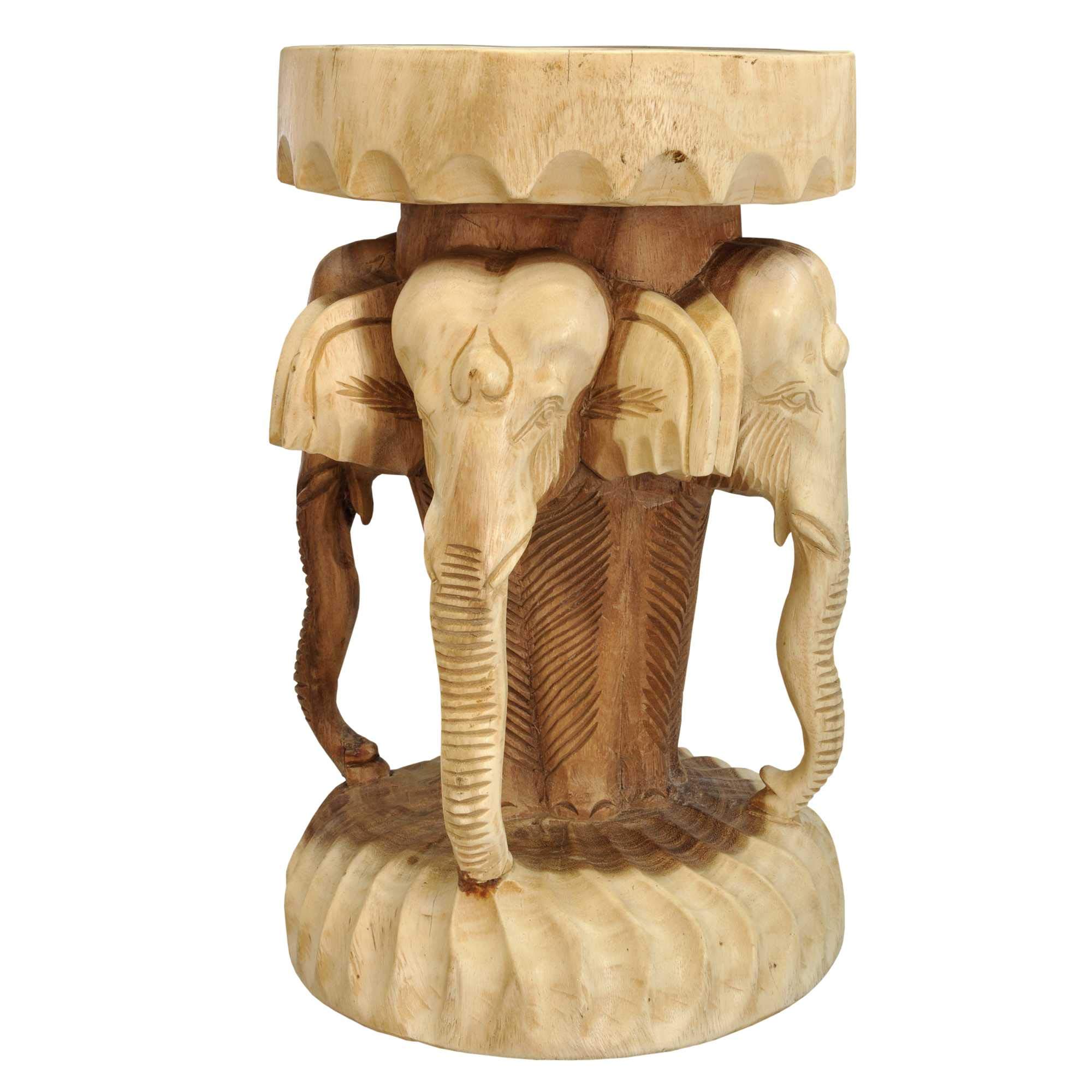 Wilai Tavolino da caffè in Legno massello (al.50/Ø30 cm) Colonna Decorazione Fatta a Mano in Un Unico Pezzo, piedistallo, portalampada o Fiori (13402)