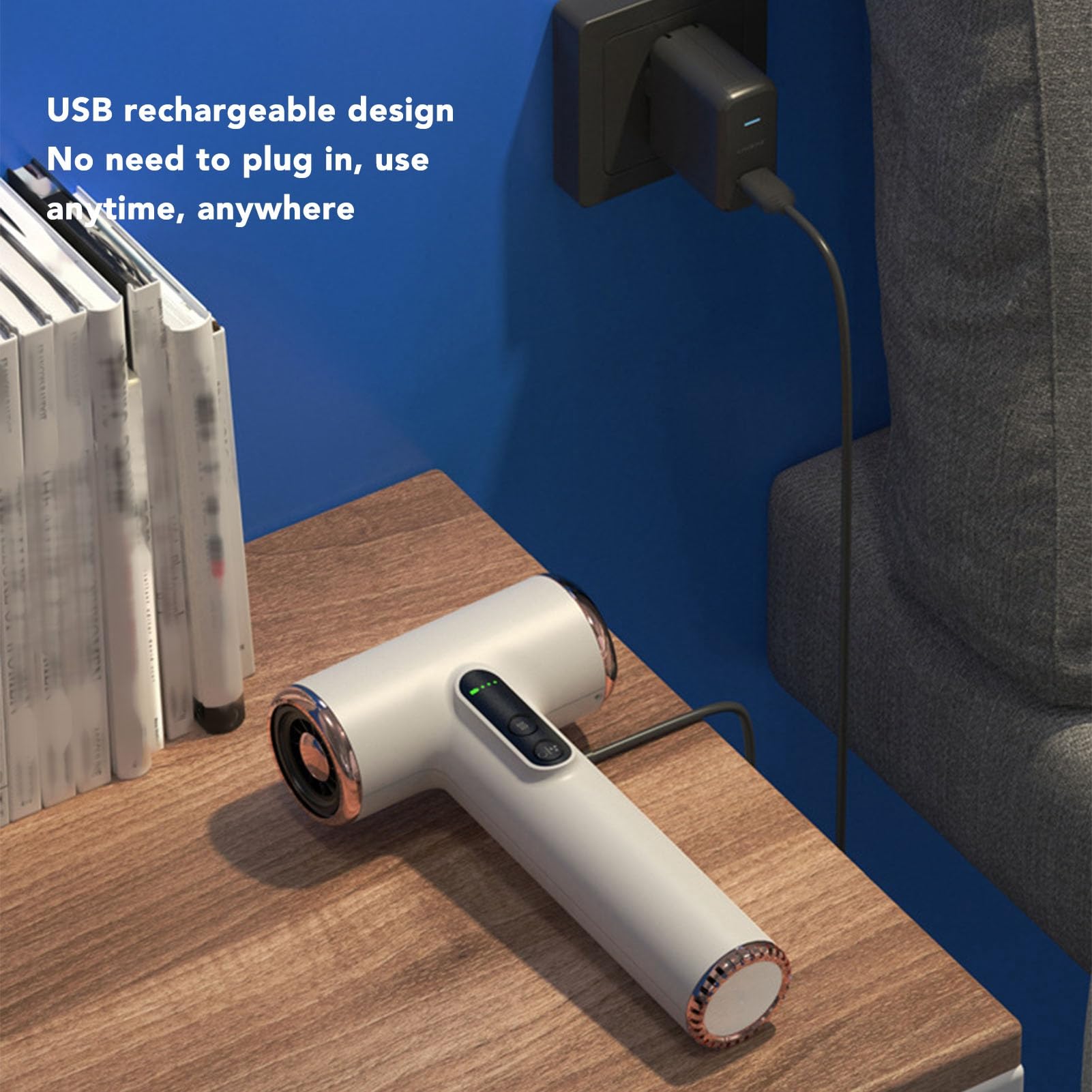 Kleiner Kabelloser Föhn, Haartrockner, 3 Geschwindigkeiten, 3 Temperaturen, USB Wiederaufladbar, Tragbarer Kleiner Föhn mit Digitalem Bildschirm für Campingreisen Im Wohnheim