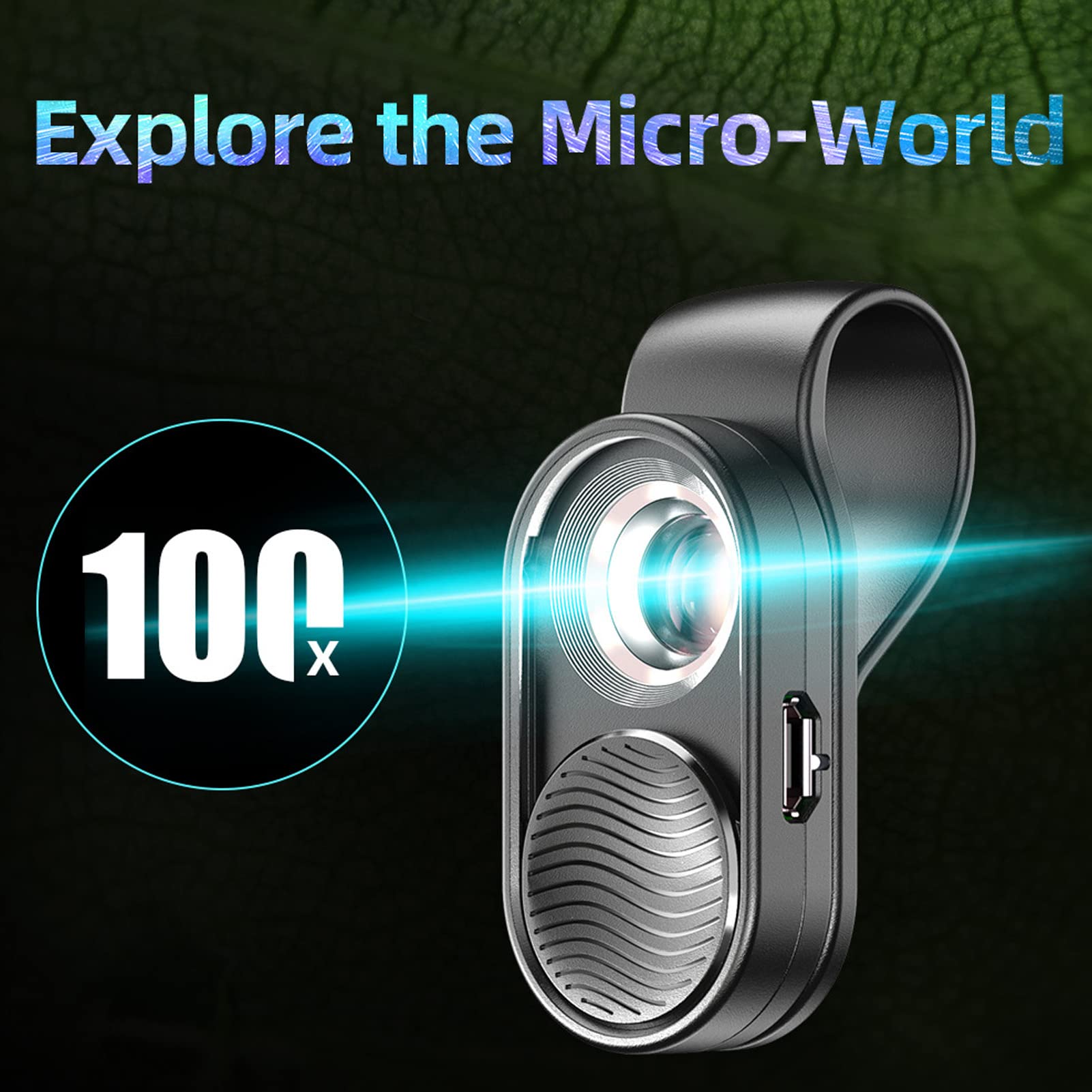 Mini Microscopio para Teléfono 100X, Microscopio de Bolsillo con Clip Universal, Microscopio para Teléfono para Todos los Teléfonos Inteligentes, Lente de Micro Lupa Portátil
