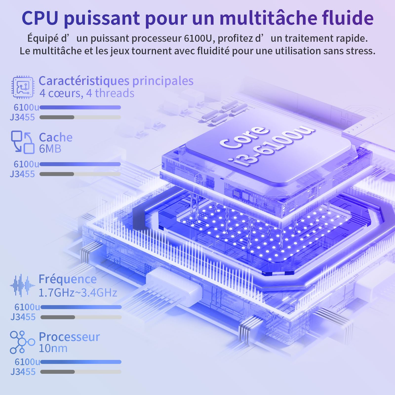 Ordinateur Portable 15,6 Pouces, Win11 Pro Core i3-6100U,16 Go RAM,Clavier Rétroéclairé AZERTY,ecteur d'Empreintes Digitales,PC Portable Léger Télétravail et Bureau (Gris, 16G+256G SSD)