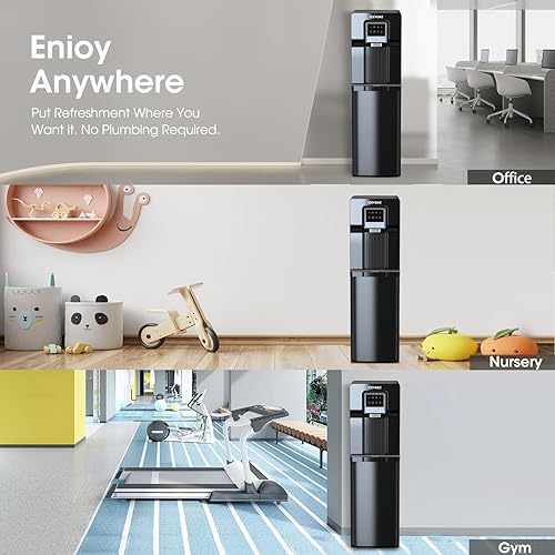 Miniatura 6 de Dispensador de agua de carga inferior 2 en 1 con máquina de hielo para botella de 3 o 5 galones, máquina de hielo de bala integrada, enfriador de