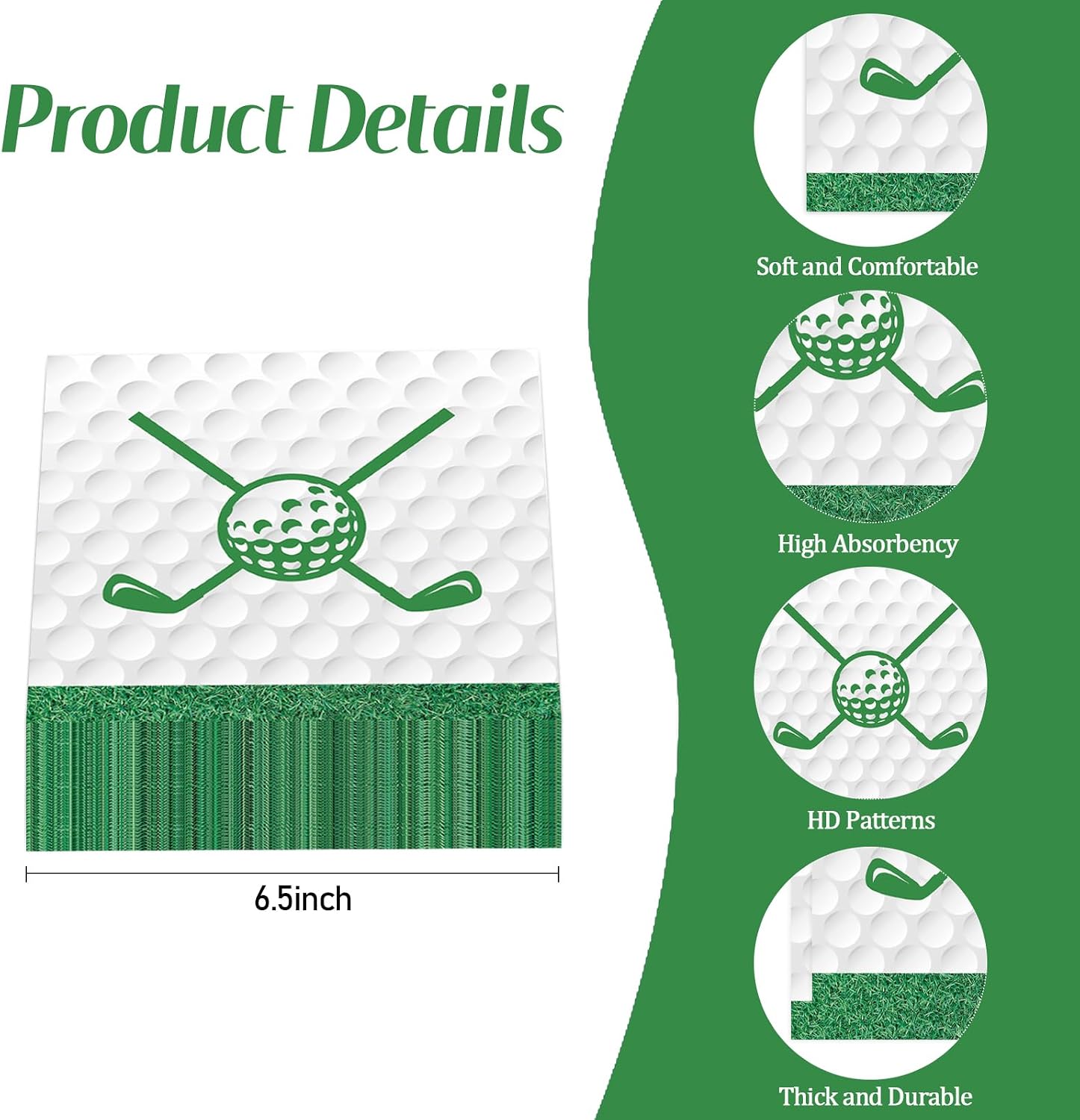 50 Pcs Golf Paper Napkins 13 x 13 Inches, Sports Theme Disposable Luncheon Dinner Party Napkins Cocktail Napkin for Kids Baby Shower Birthday Party Decorations (Golf) image 3