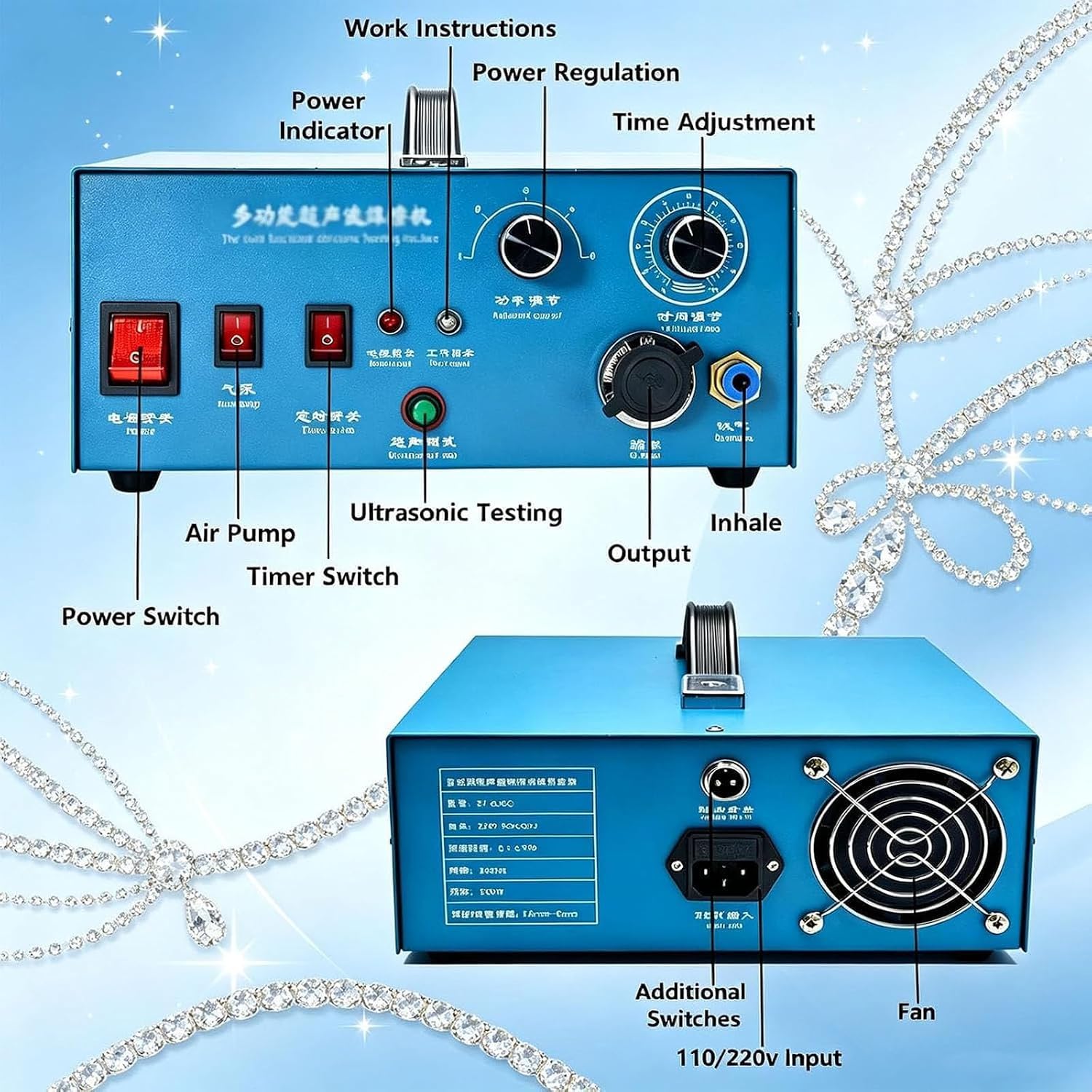 Macchina Per Incastonatura Di Perle A Ultrasuoni Da 500 W, Pressa Per Fissaggio Di Strass Con 8 Punte Intercambiabili, Intervallo 1-8 Mm, 50-80 Pezzi/min, Potenza/timer Regolabili, Per Perline