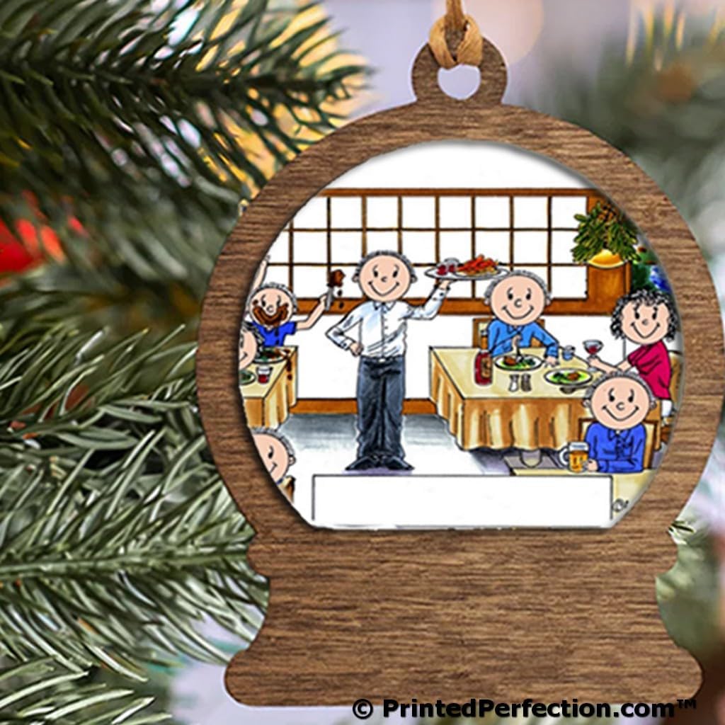 PrintedPerfection.com Personalized Waiter Wooden Snow Globe Shaped Christmas Ornament