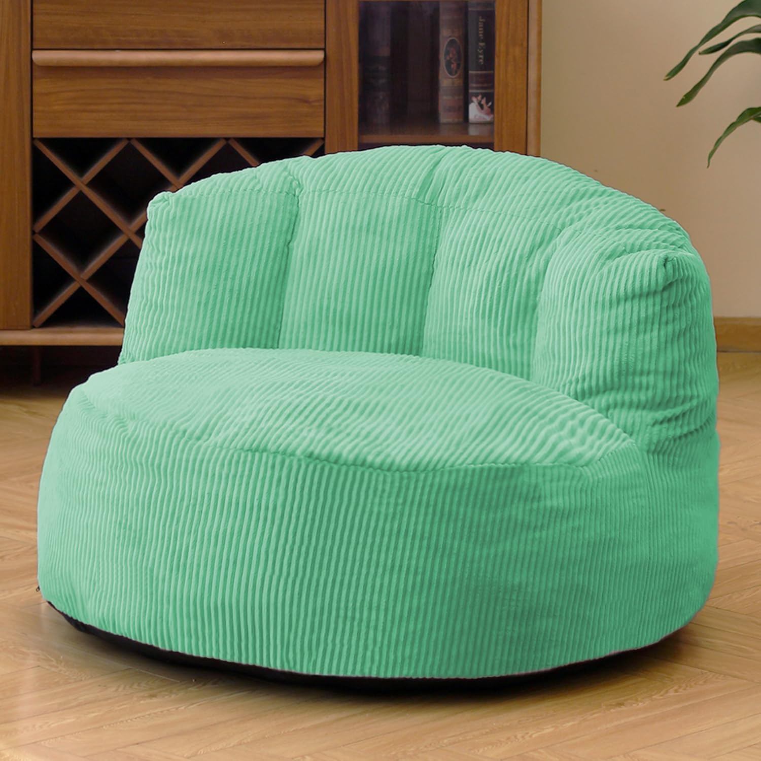 N&V Large Crescent Bean Bag Chair, Adult Size Bean Bag Sack, Foam Filling, Soft Premium Corduroy Bean Bag for Living Room Bedroom Dorm and Office (Red)