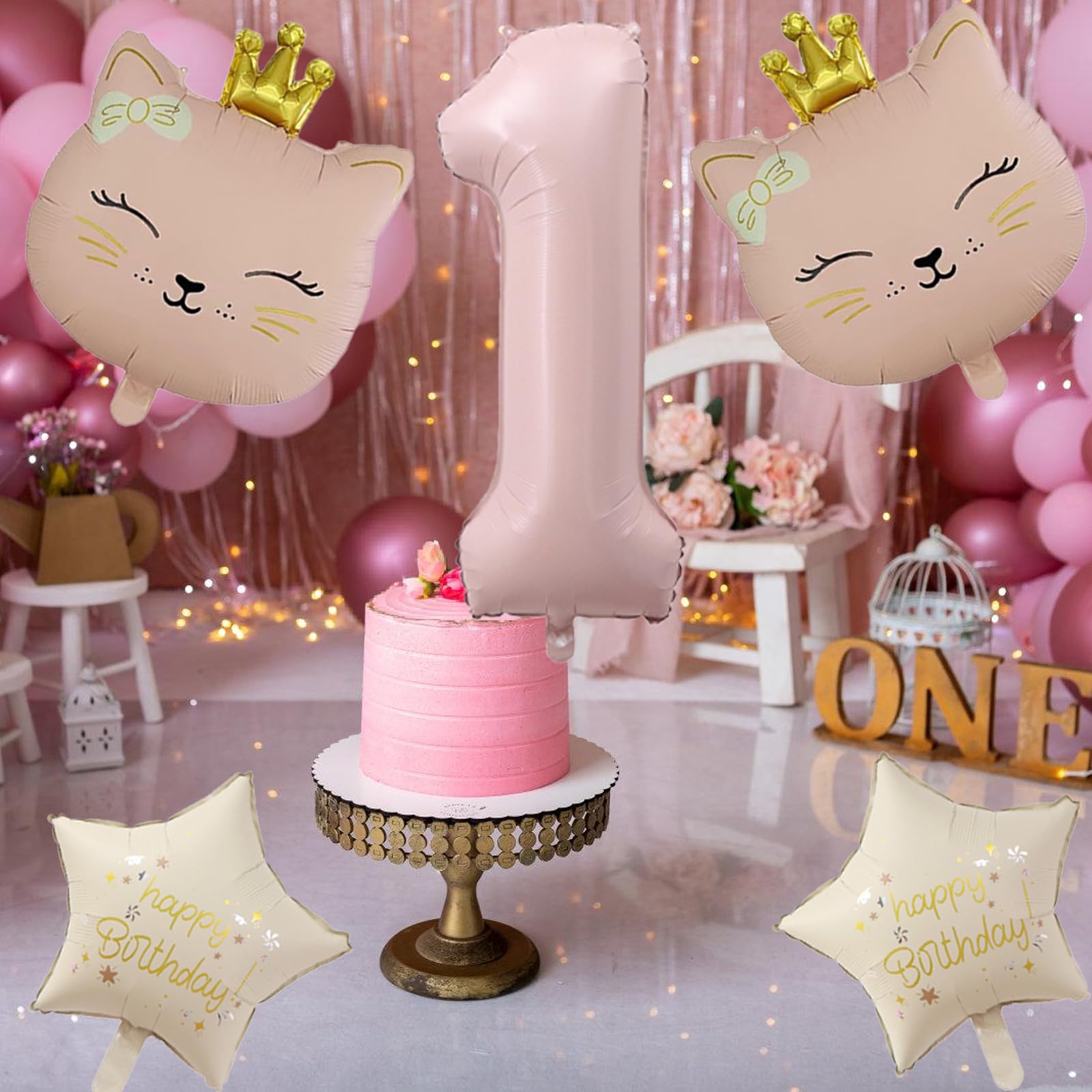 Cartoon Rosa Katze Geburtstagsdekoration, 10 Stück Produktbild-Vorschau 6