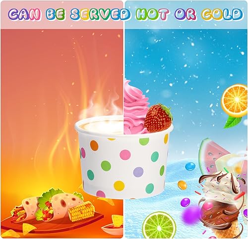 Miniatura 4 de Boao Juego de 200 tazas de helado de 5 onzas con cucharas desechables de papel, cuencos de postre para Sundae, suministros para fiestas de verano