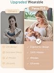 Paruu P16 Pompe à sein portable, pompe à sein électrique portable sans mains 4 Modes & 12 Niveaux d'aspiration, 309mmHg Max Suction puissante, 19/21/24mm Inserts à brides, Pompe d'allaitement sans fil, paquet de 2