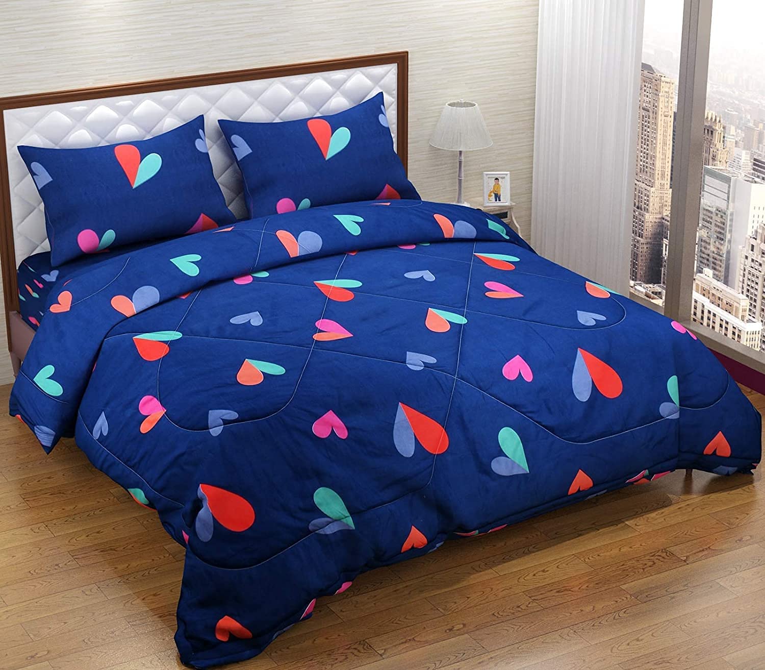 Mist Blue Duvet Cover - King Size, Reversible -17