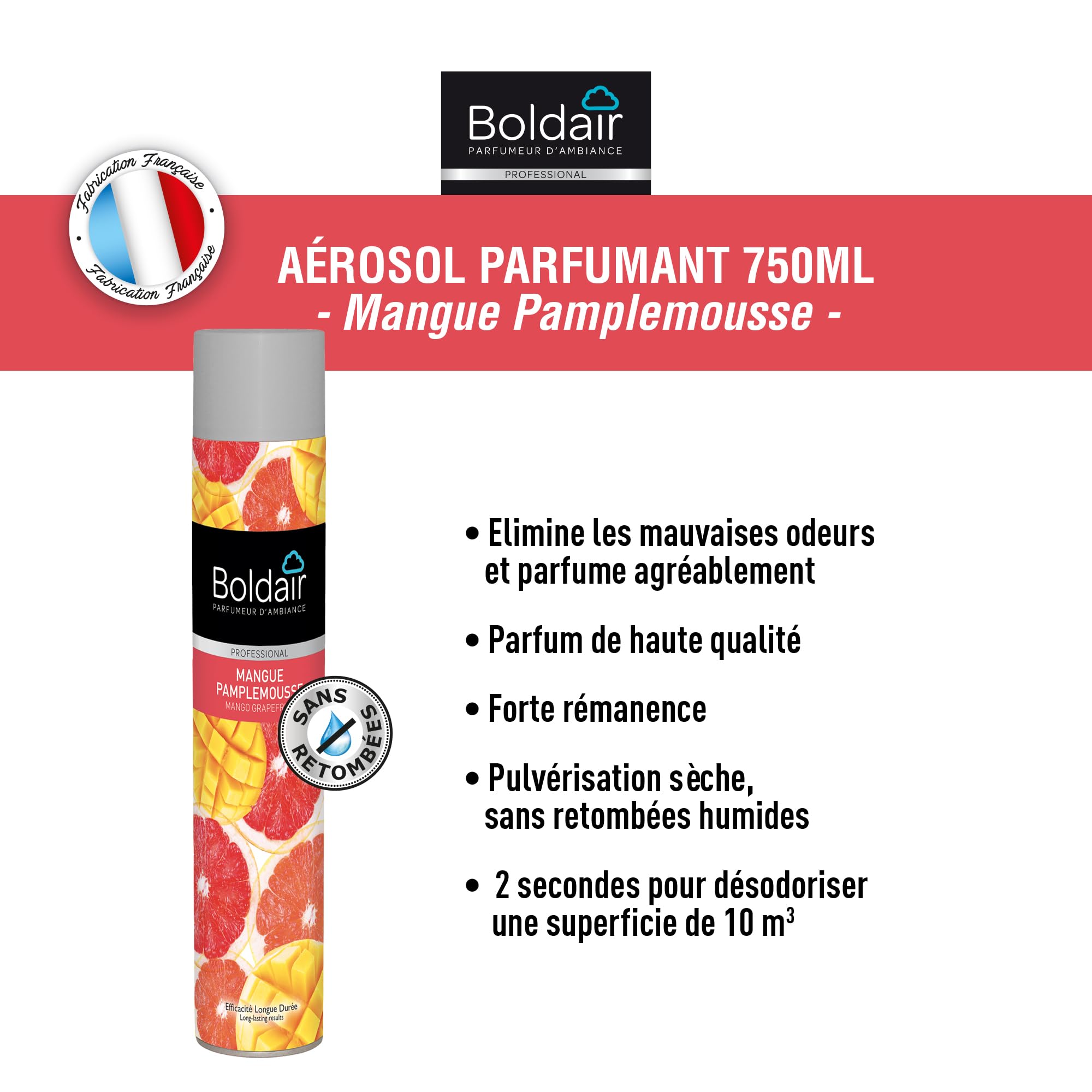Image secondaire de BOLDAIR Aérosol Parfum Mangue Pamplemousse - Rafraîchisseur d'Air