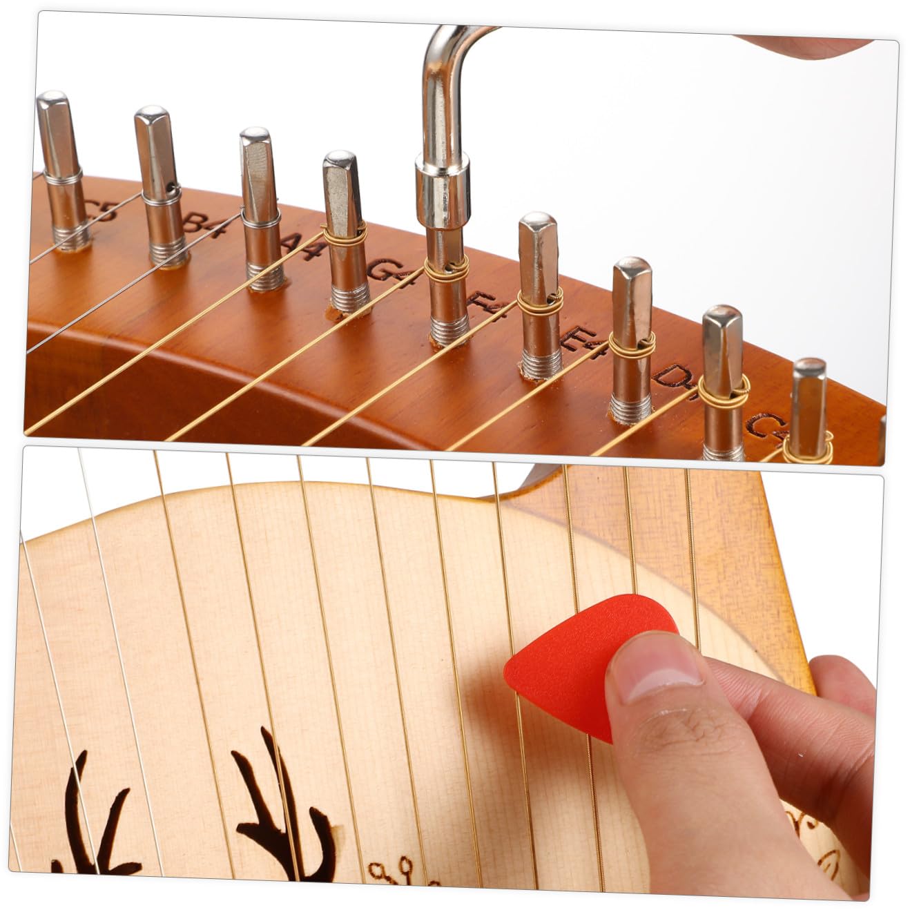 TOYANDONA Set di Lira a 19 Corde e Borsa, Strumento Musicale per Principianti in Legno con Chiave di Accordatura con Bordi Arrotondati e Effetto Fischio Continuo