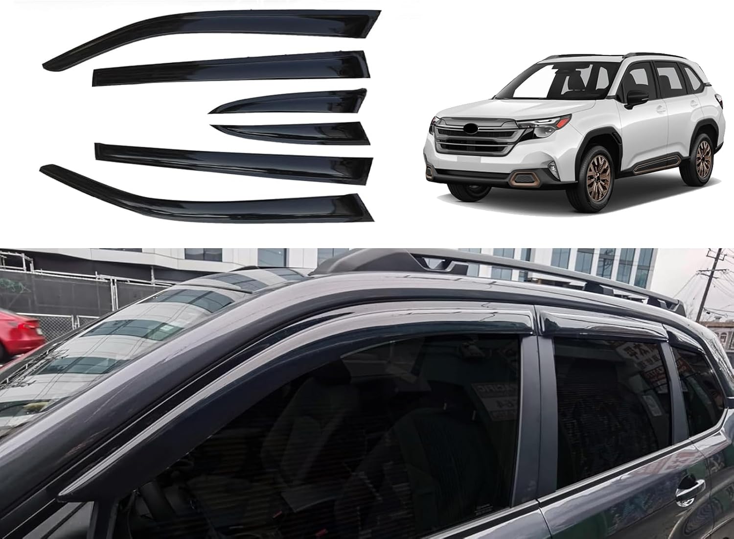 6PCS Side Window Deflectors for Subaru Forester 2025 2026, Accessories Rain Guards Window Visors Glass Vent Window/Set (Not Fit Wilderness Versions)