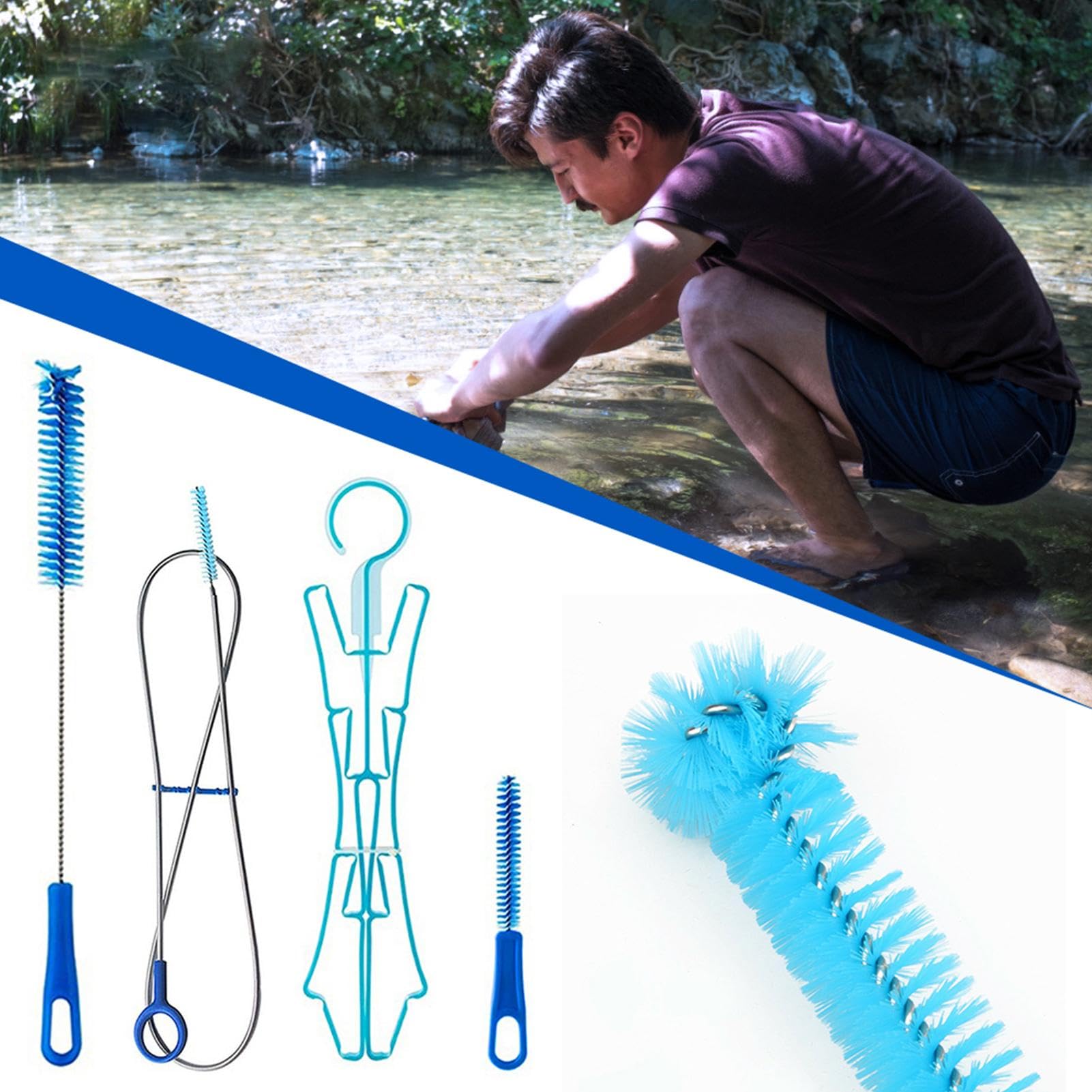 Kixolazr Trinkblasen Reinigungsset - 4-in-1 Für Wander- & Sportrucksäcke