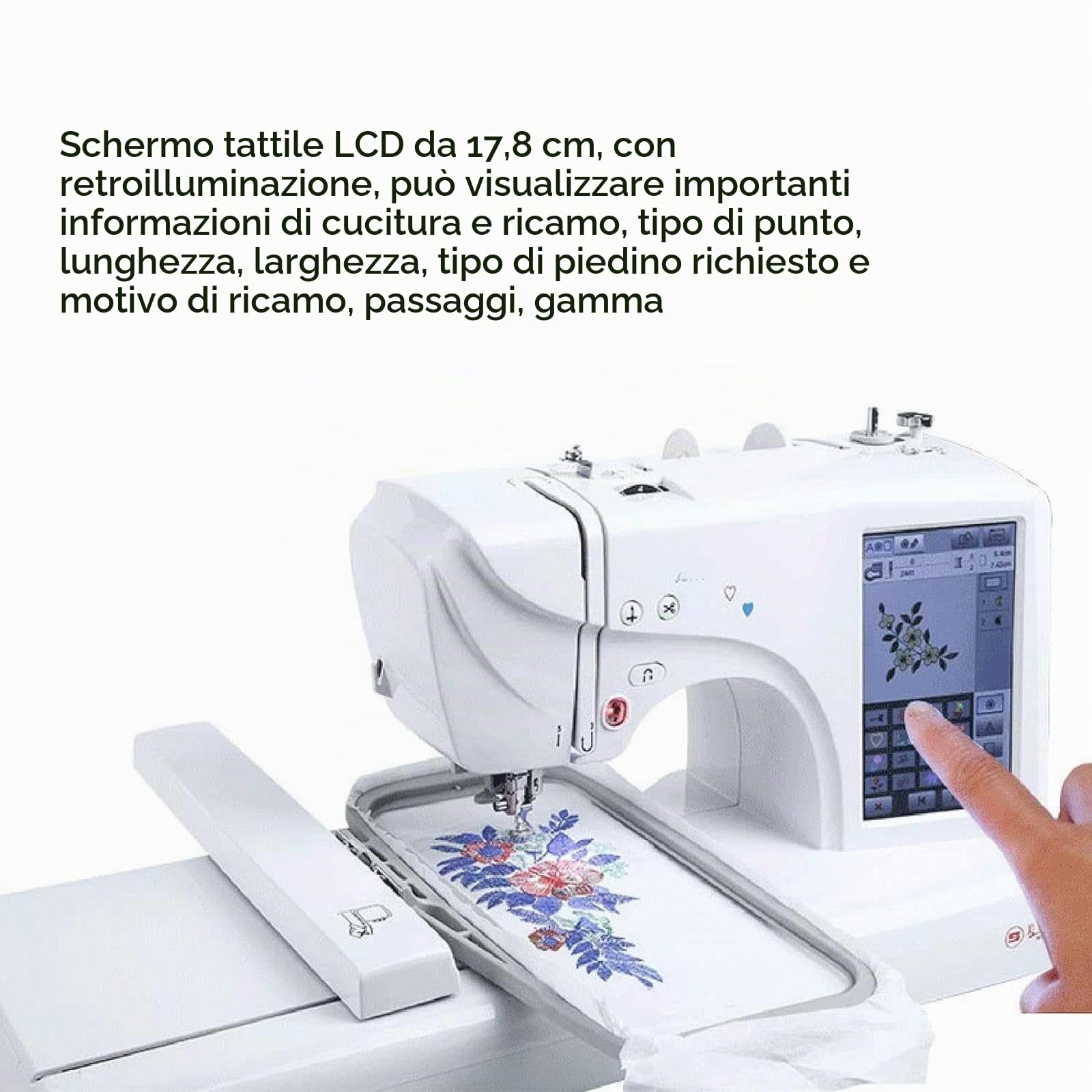 Macchina da Ricamo computerizzata per Abbigliamento, Macchina da Cucito Automatico 158 Disegni integrati, con Area di Ricamo 4 "x 9.2" e Touch Screen LCD, 210 Lettere Integrate